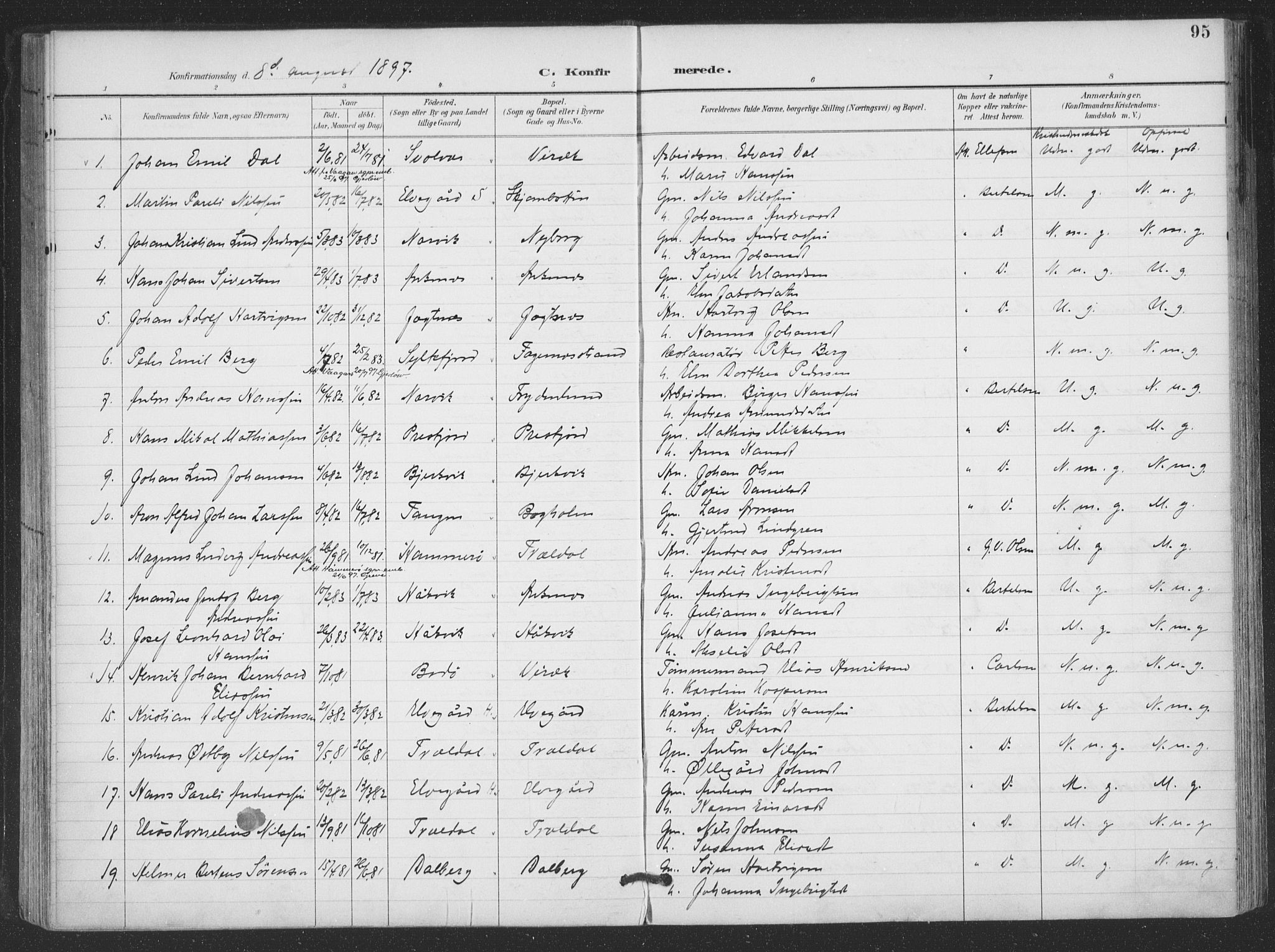 Ministerialprotokoller, klokkerbøker og fødselsregistre - Nordland, SAT/A-1459/866/L0939: Parish register (official) no. 866A02, 1894-1906, p. 95