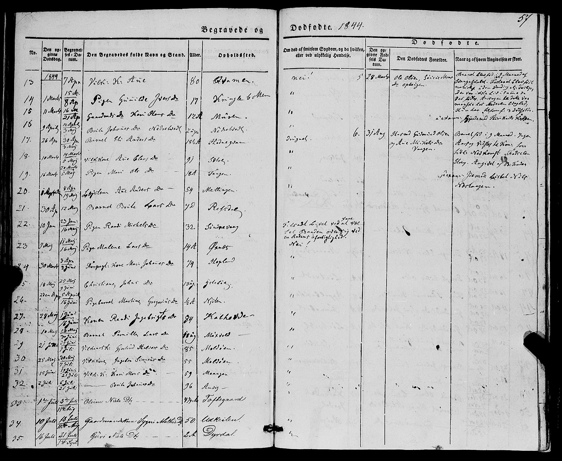 Lindås Sokneprestembete, AV/SAB-A-76701/H/Haa/Haaa/L0014: Parish register (official) no. A 14, 1835-1847, p. 57