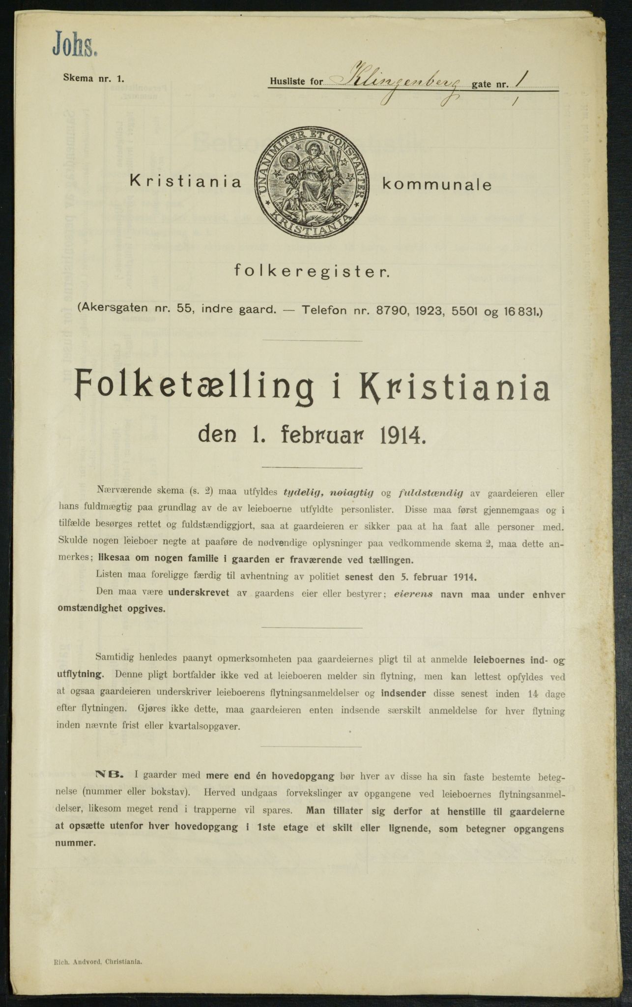 OBA, Municipal Census 1914 for Kristiania, 1914, p. 51796