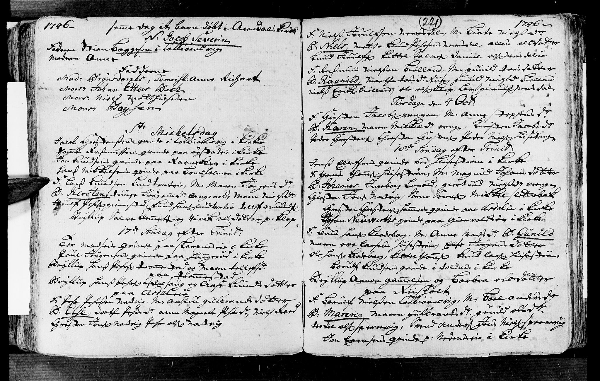 Øyestad sokneprestkontor, AV/SAK-1111-0049/F/Fa/L0004: Parish register (official) no. A 4, 1730-1750, p. 221