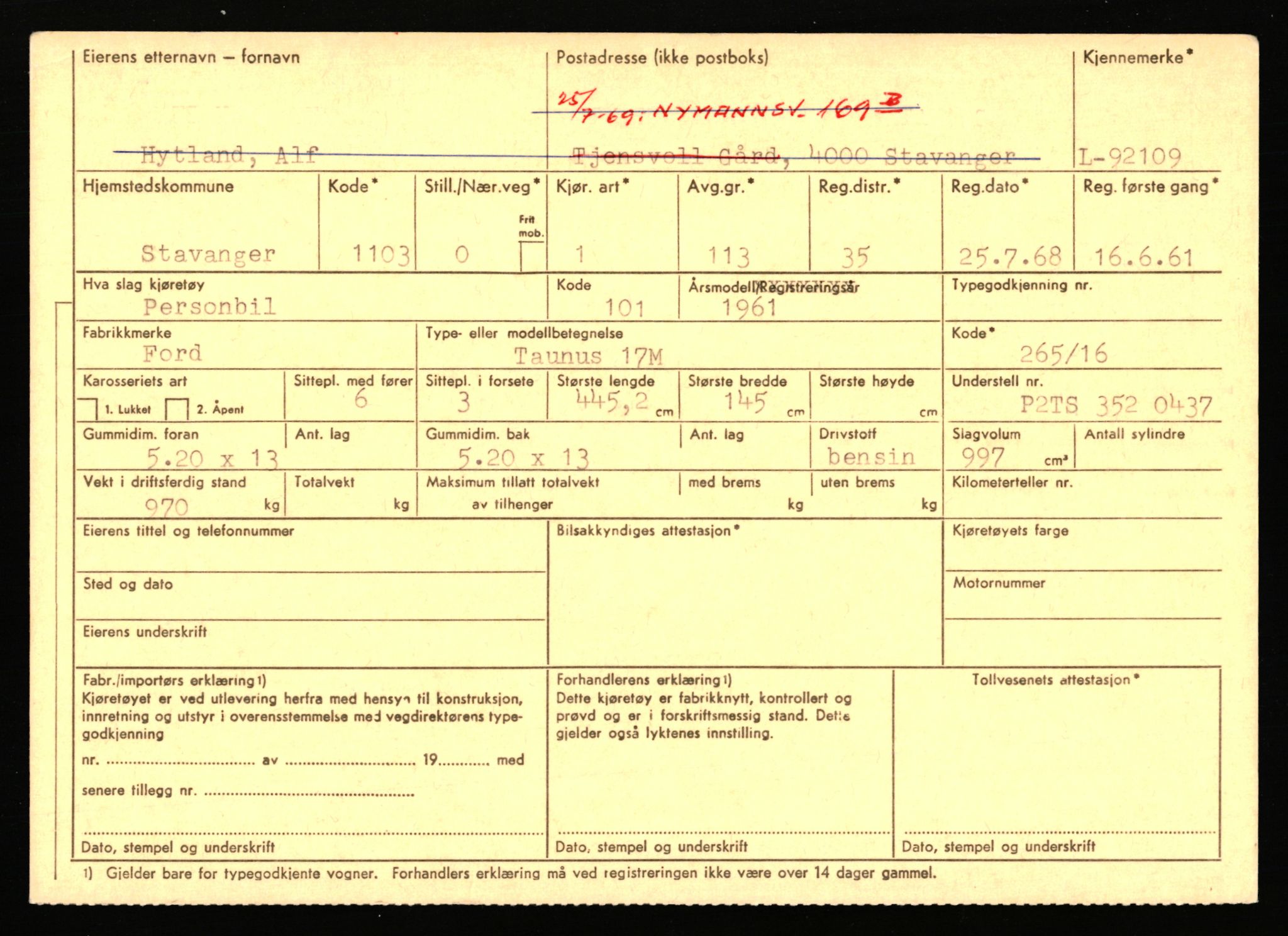 Stavanger trafikkstasjon, AV/SAST-A-101942/0/F/L0075: L-88800 - L-92499, 1930-1971, p. 2158