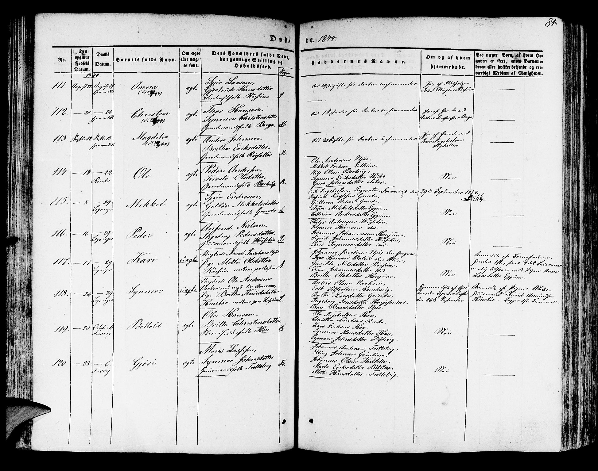 Leikanger sokneprestembete, AV/SAB-A-81001/H/Haa/Haaa/L0007: Parish register (official) no. A 7, 1838-1851, p. 81