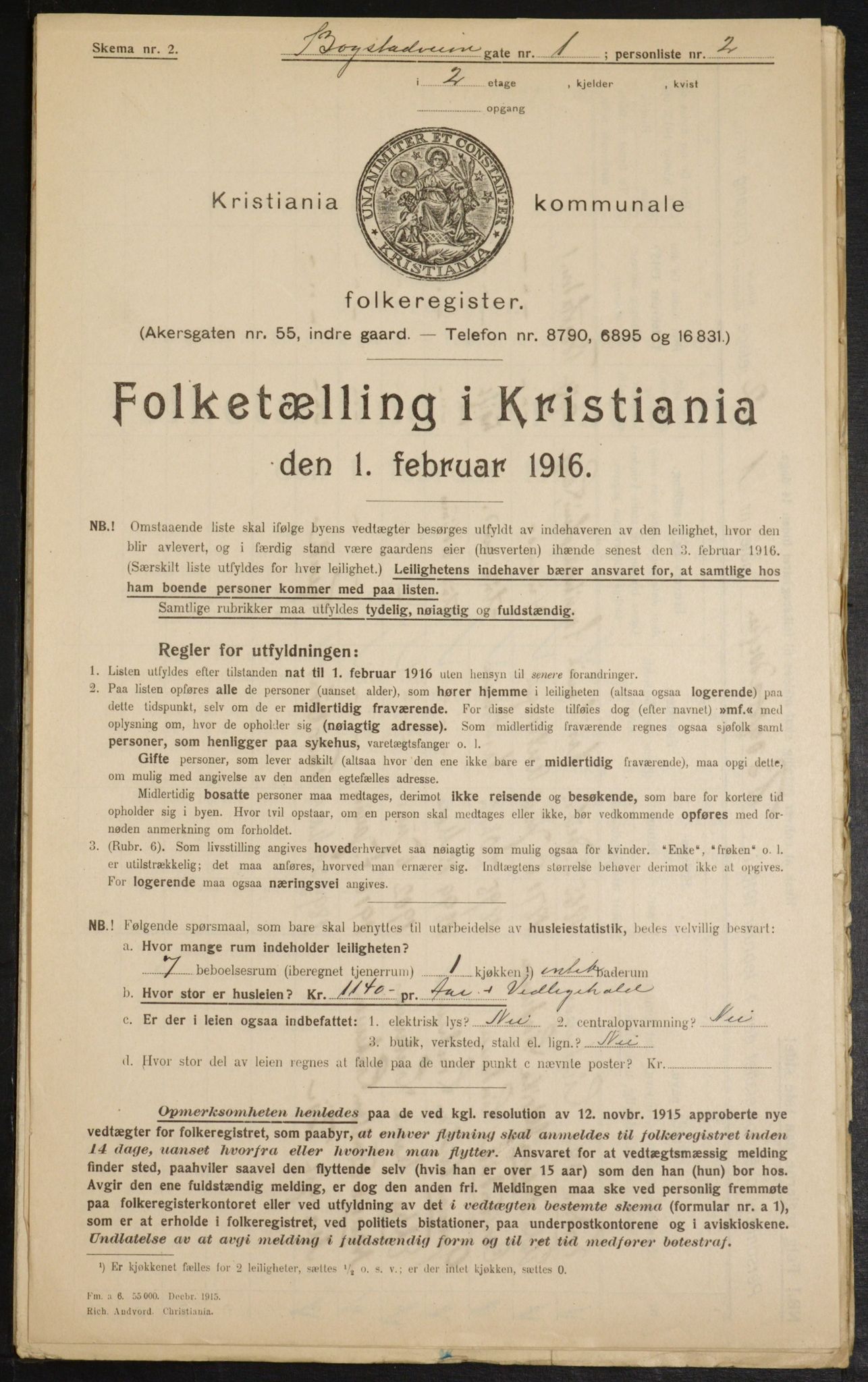 OBA, Municipal Census 1916 for Kristiania, 1916, p. 6866