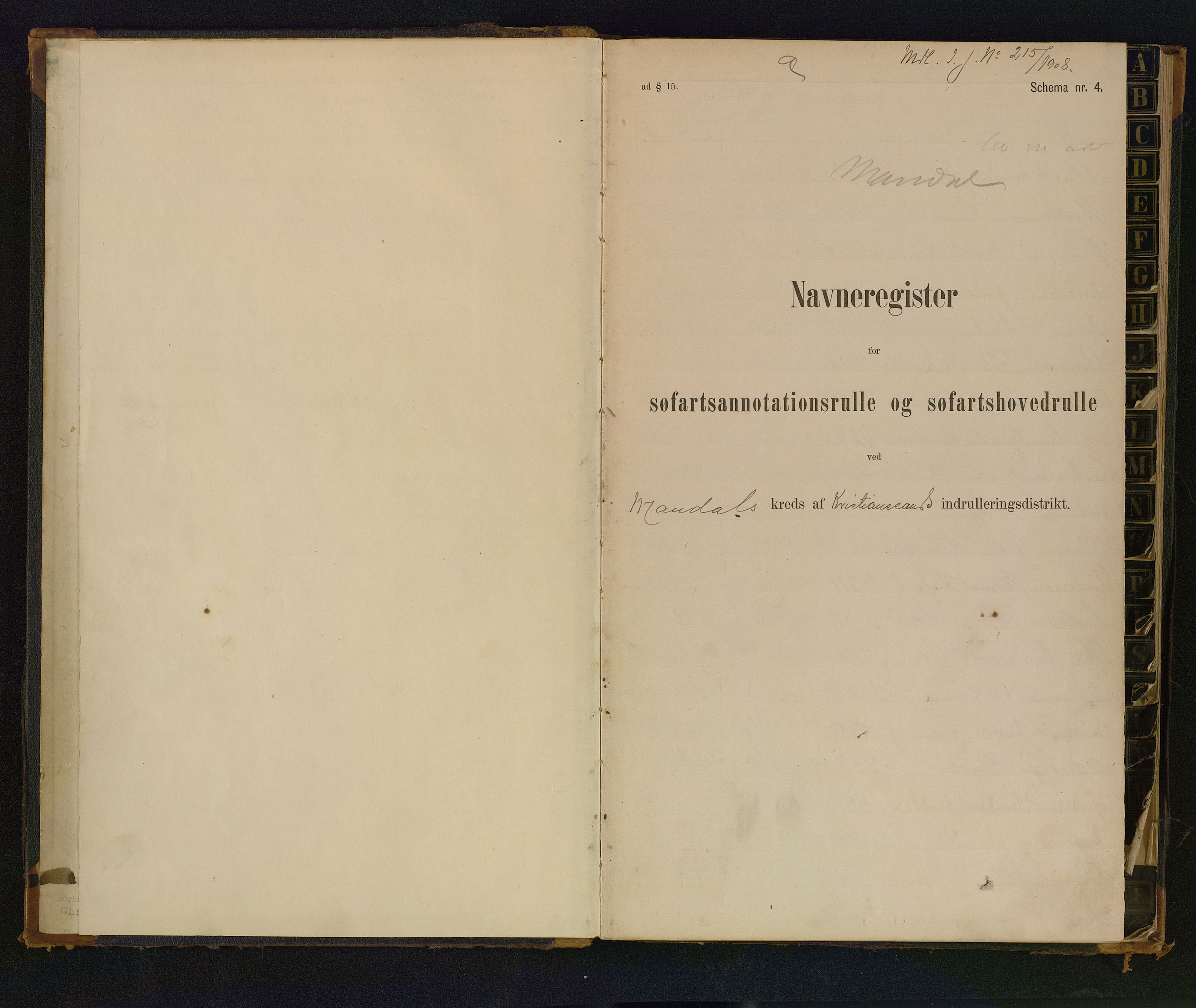 Mandal mønstringskrets, SAK/2031-0016/F/Fb/L0017/0002: Register til annontasjonsrulle og hovedrulle, Y-37 / Register til annotasjonsrulle Y-17 og hovedrulle Y-25, 1898-1948, p. 2