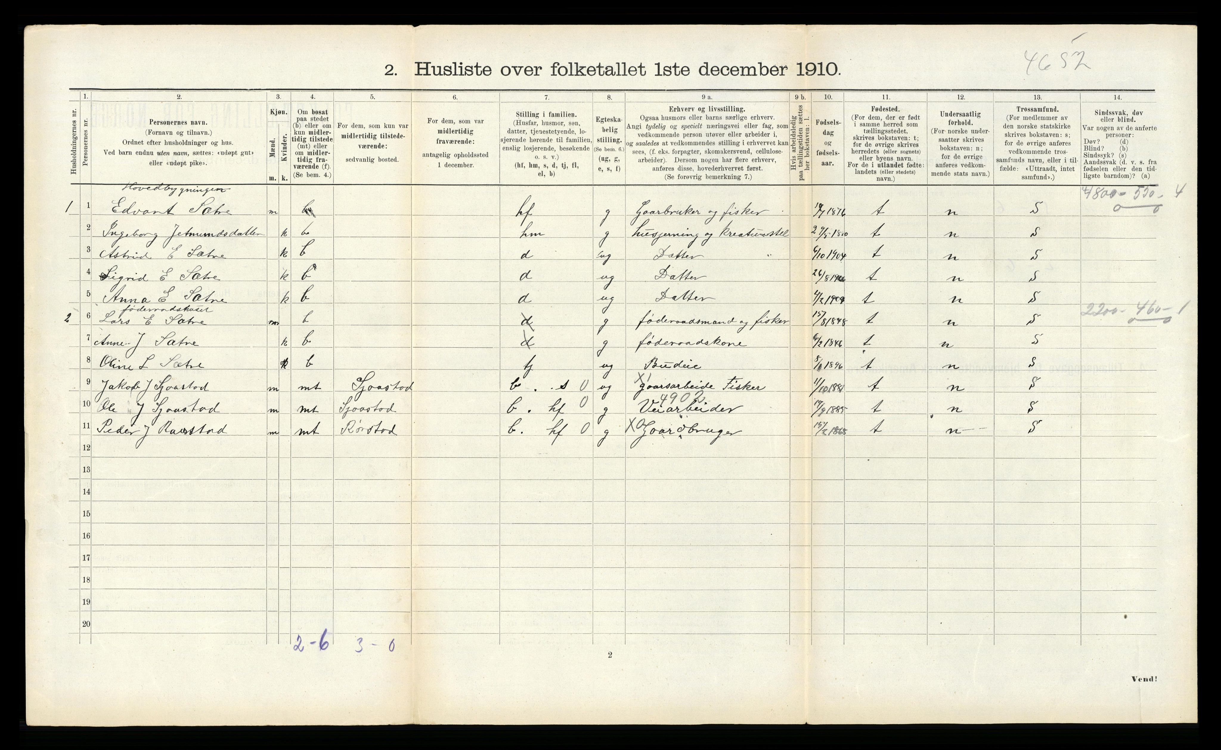 RA, 1910 census for Hjørundfjord, 1910, p. 267