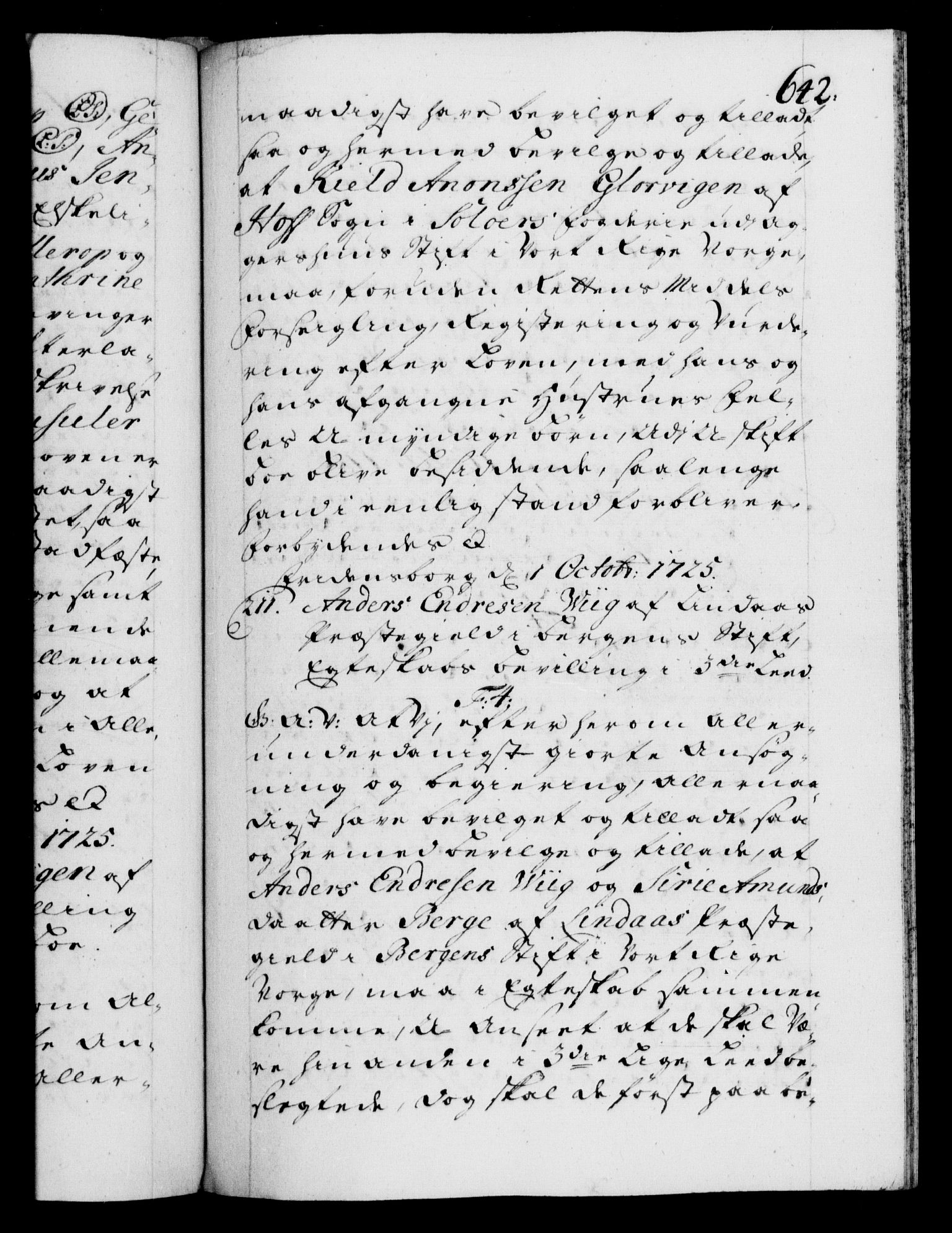 Danske Kanselli 1572-1799, AV/RA-EA-3023/F/Fc/Fca/Fcaa/L0024: Norske registre, 1723-1725, p. 642a