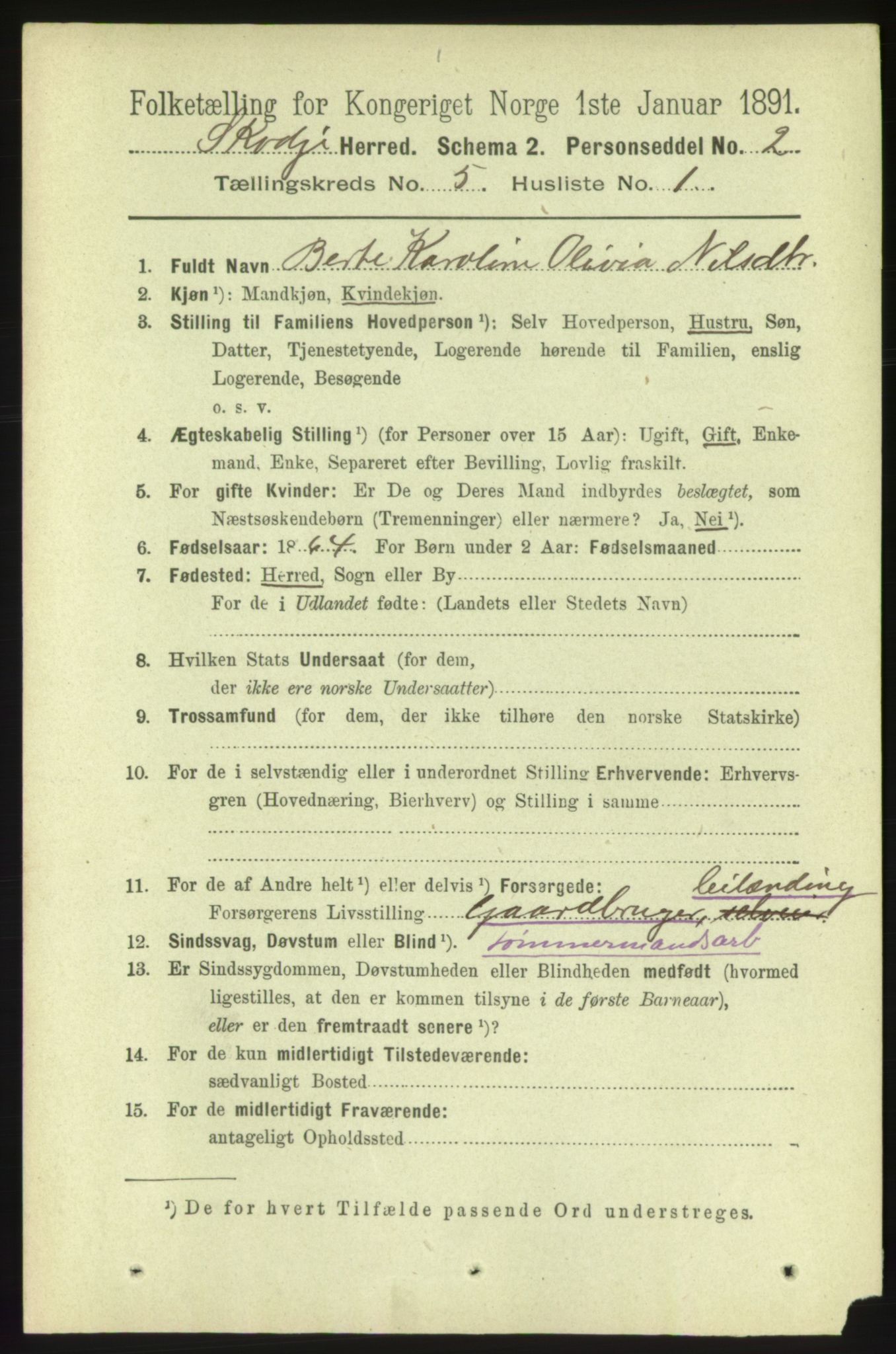 RA, 1891 census for 1529 Skodje, 1891, p. 802