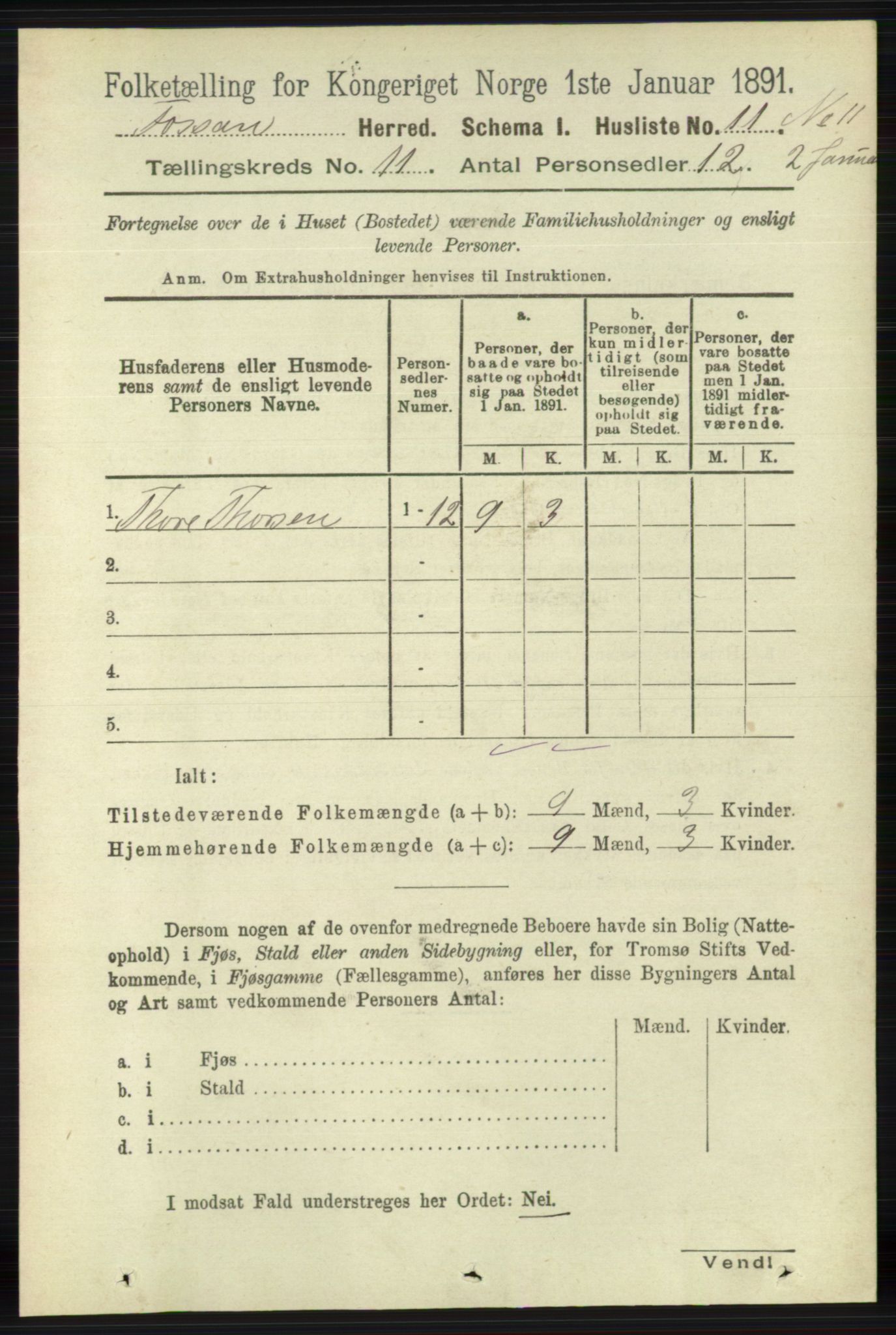 RA, 1891 census for 1129 Forsand, 1891, p. 1785