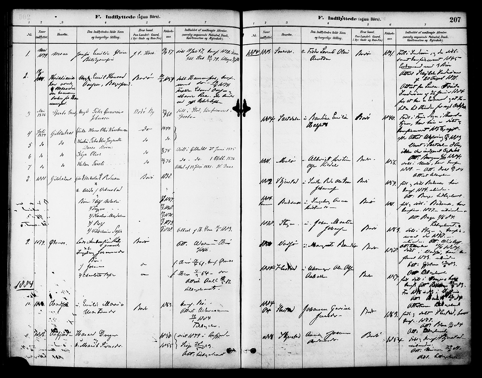 Ministerialprotokoller, klokkerbøker og fødselsregistre - Nordland, AV/SAT-A-1459/801/L0030: Parish register (copy) no. 801C05, 1879-1887, p. 207