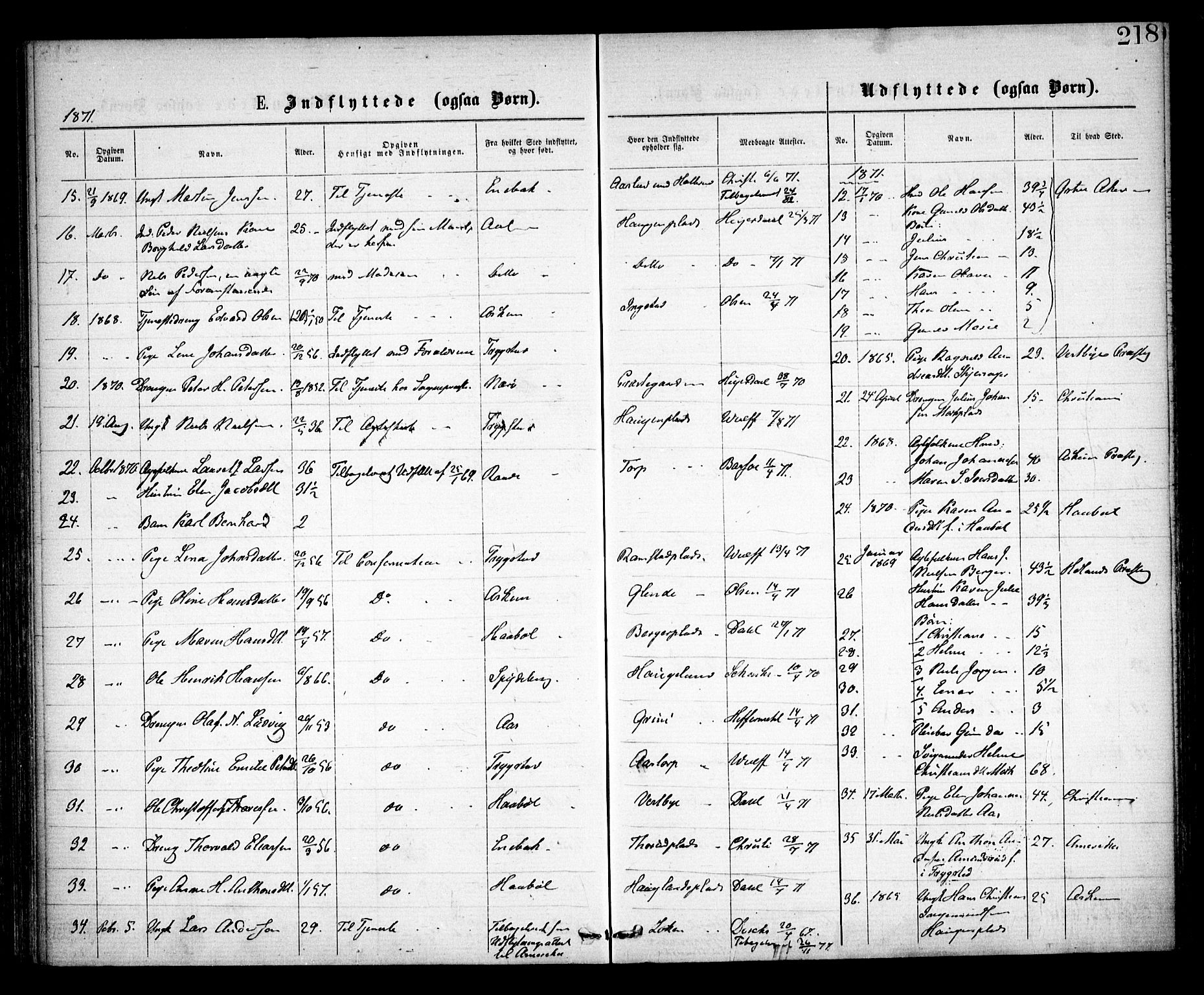 Spydeberg prestekontor Kirkebøker, SAO/A-10924/F/Fa/L0006: Parish register (official) no. I 6, 1863-1874, p. 218