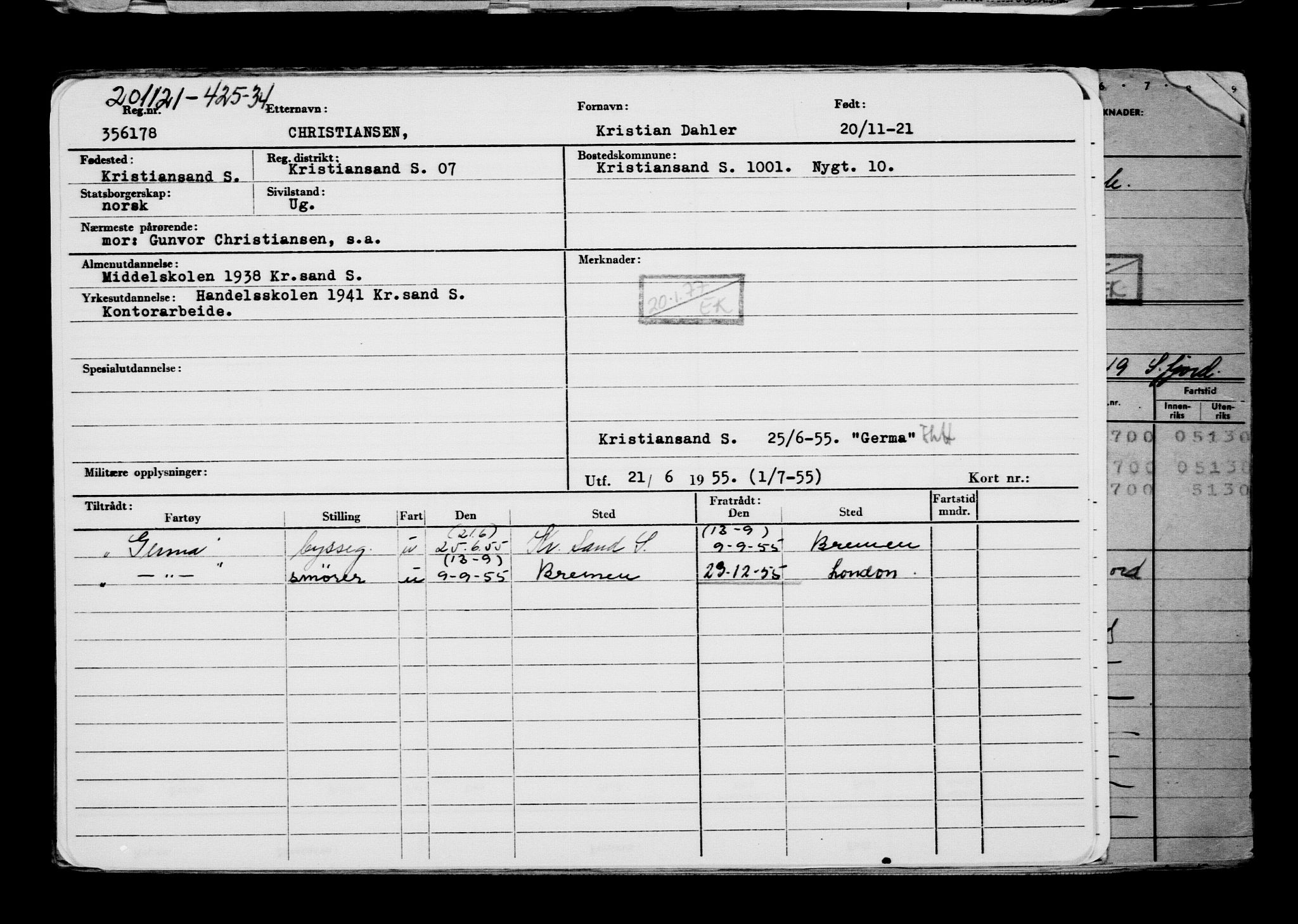 Direktoratet for sjømenn, AV/RA-S-3545/G/Gb/L0200: Hovedkort, 1921, p. 130