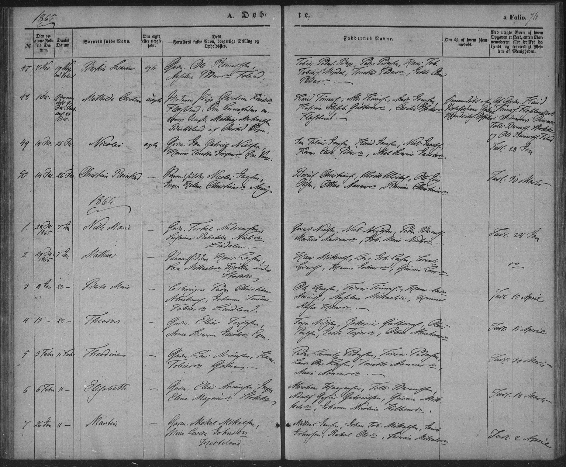 Sør-Audnedal sokneprestkontor, AV/SAK-1111-0039/F/Fa/Faa/L0002: Parish register (official) no. A 2, 1848-1867, p. 76