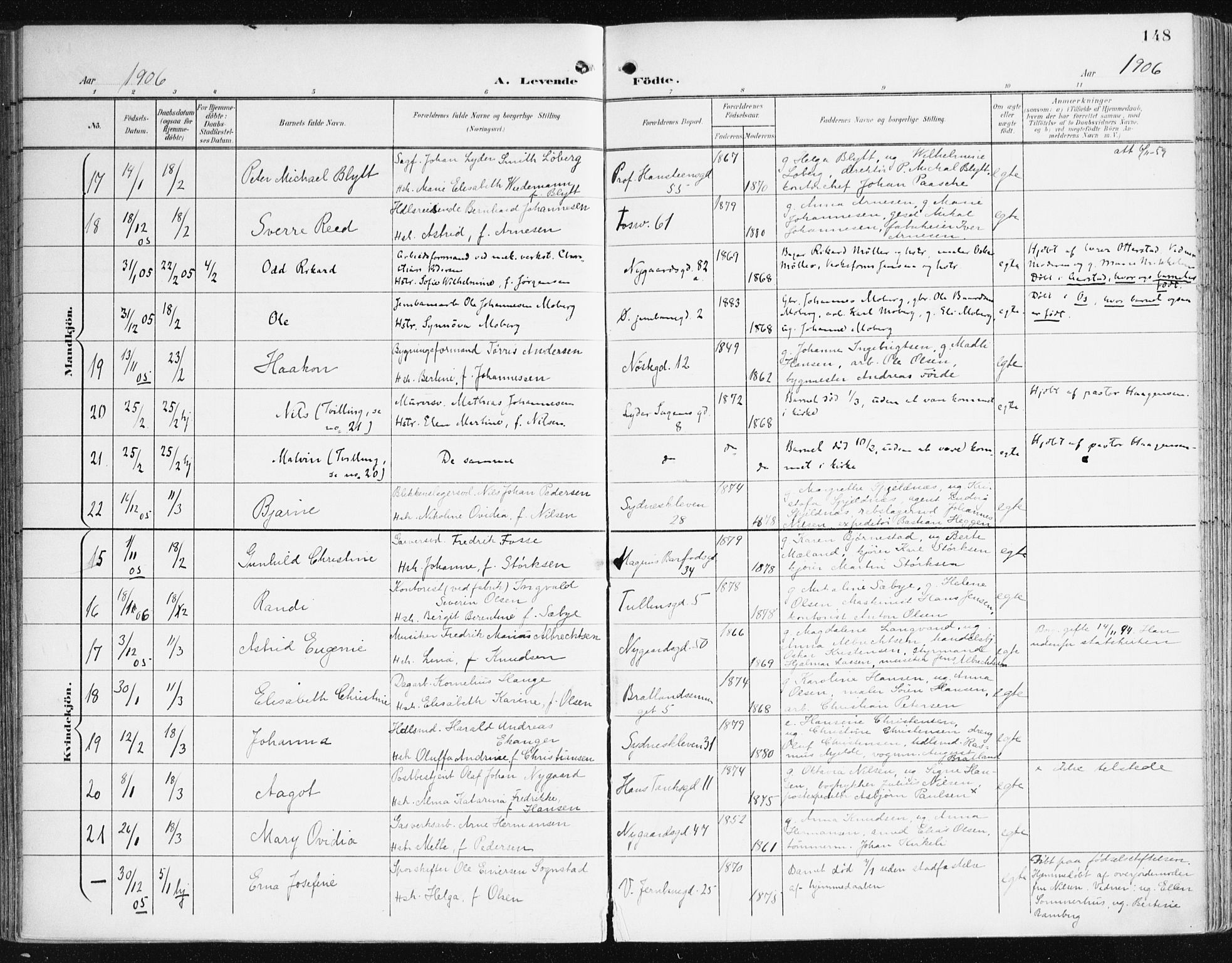 Johanneskirken sokneprestembete, AV/SAB-A-76001/H/Haa/L0002: Parish register (official) no. A 2, 1900-1912, p. 148