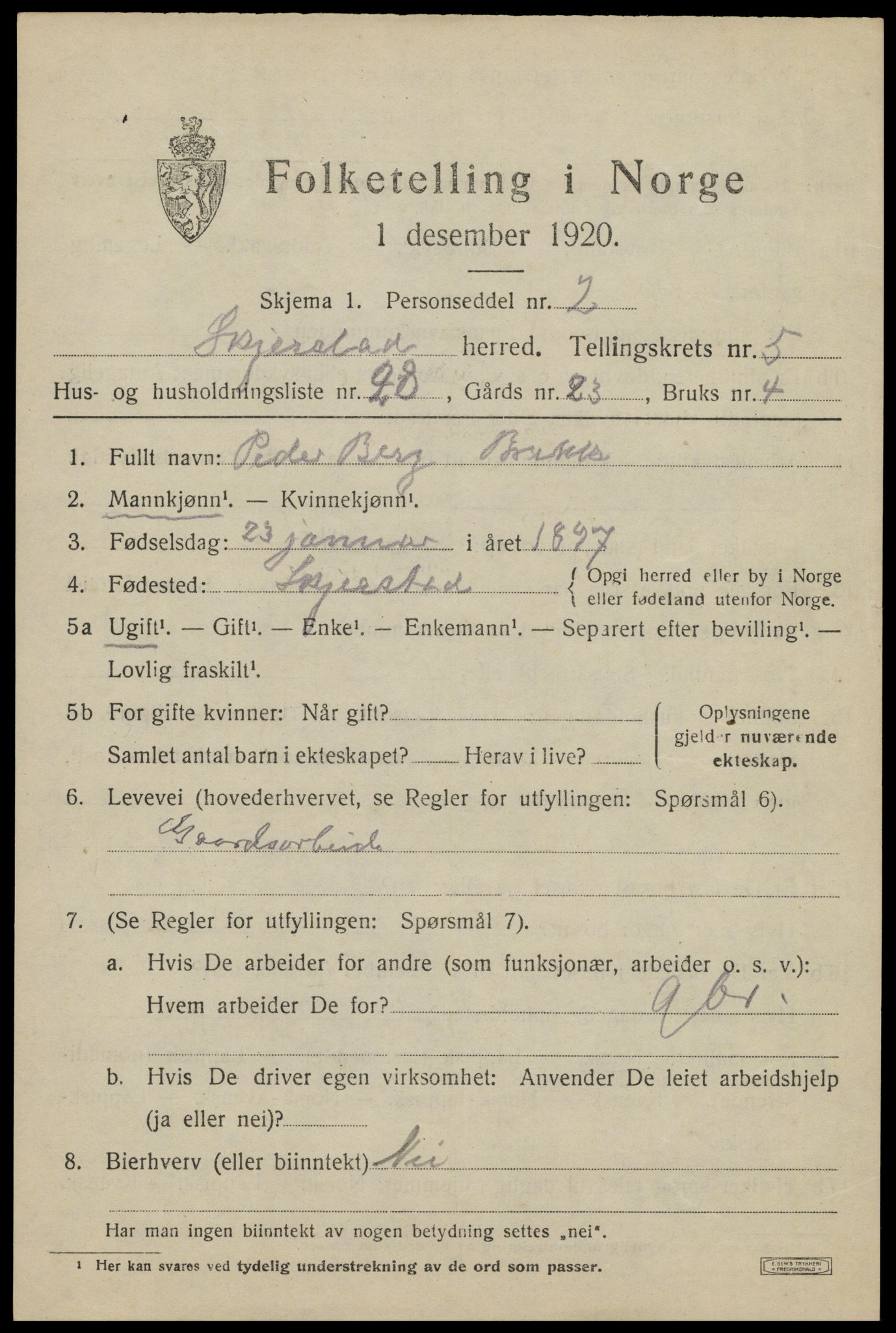 SAT, 1920 census for Skjerstad, 1920, p. 2115