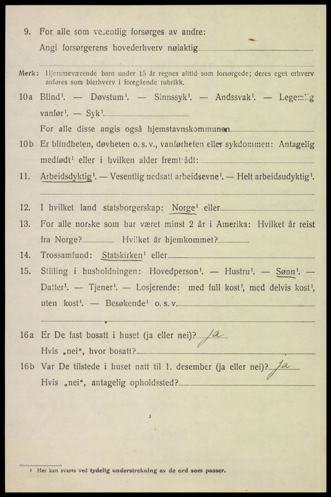 SAH, 1920 census for Kvikne, 1920, p. 1275