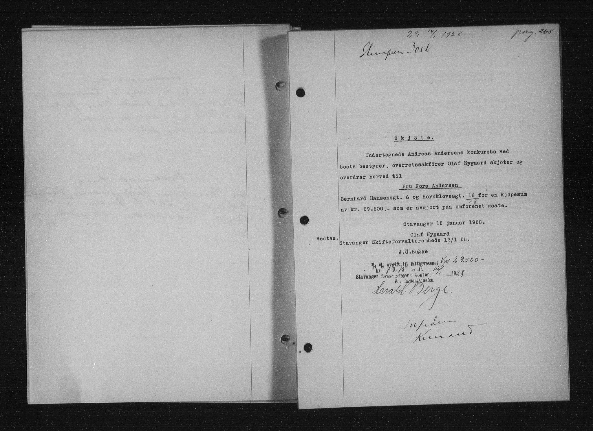 Stavanger byfogd, SAST/A-101408/001/4/41/410/410BB/L0053: Mortgage book no. 41, 1927-1928, Deed date: 14.01.1928