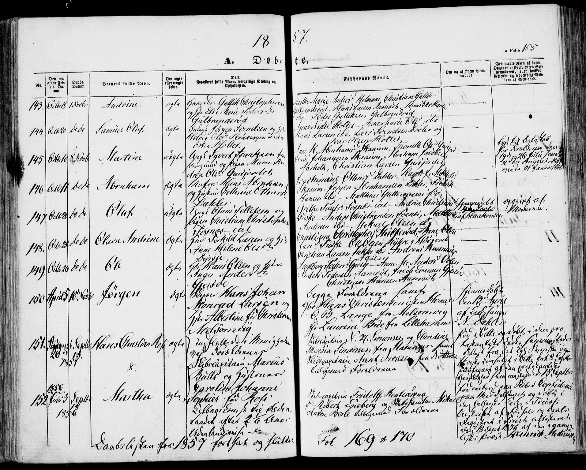 Stokke kirkebøker, AV/SAKO-A-320/F/Fa/L0007: Parish register (official) no. I 7, 1844-1857, p. 165