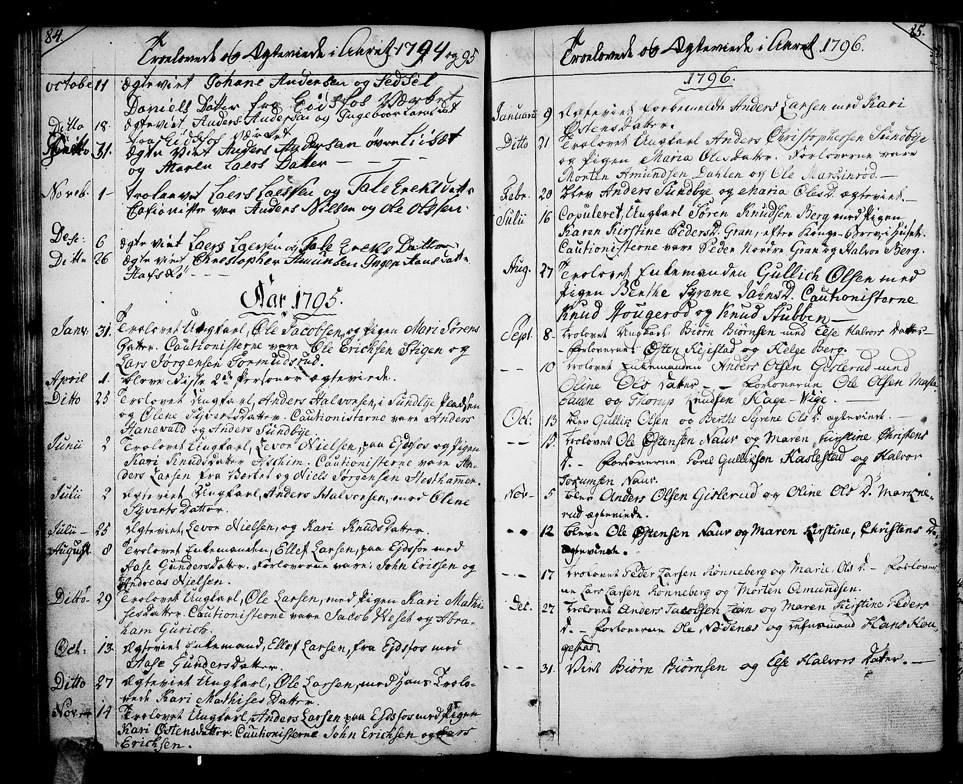 Hof kirkebøker, SAKO/A-64/F/Fa/L0003: Parish register (official) no. I 3, 1782-1814, p. 84-85