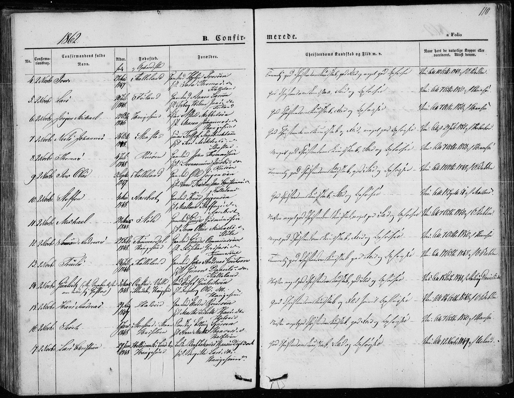 Torvastad sokneprestkontor, SAST/A -101857/H/Ha/Haa/L0011: Parish register (official) no. A 11, 1857-1866, p. 110