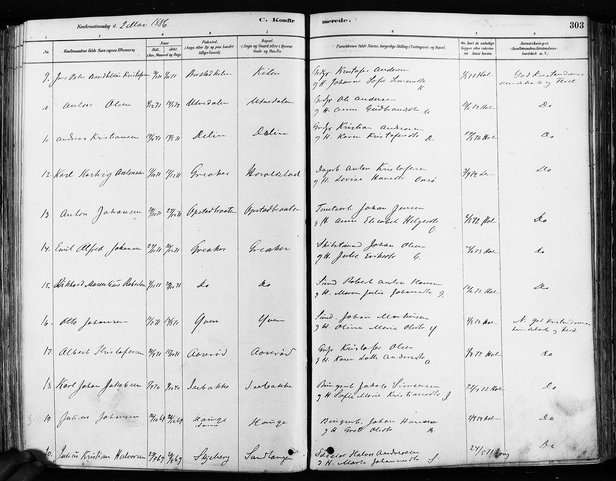Tune prestekontor Kirkebøker, SAO/A-2007/F/Fa/L0017: Parish register (official) no. 17, 1878-1887, p. 303