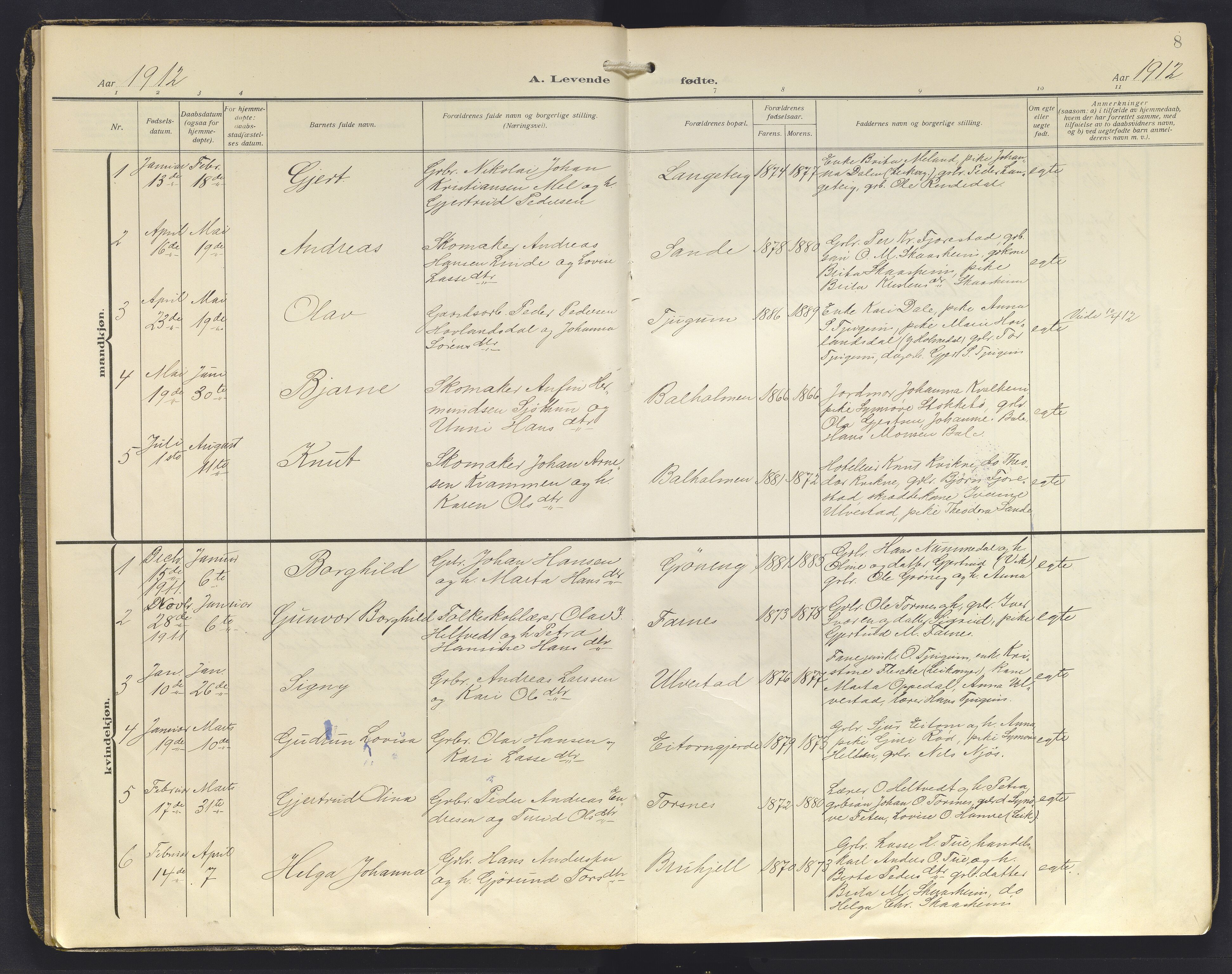 Balestrand sokneprestembete, AV/SAB-A-79601/H/Haa/Haab/L0002: Parish register (official) no. B 2, 1911-1932, p. 8