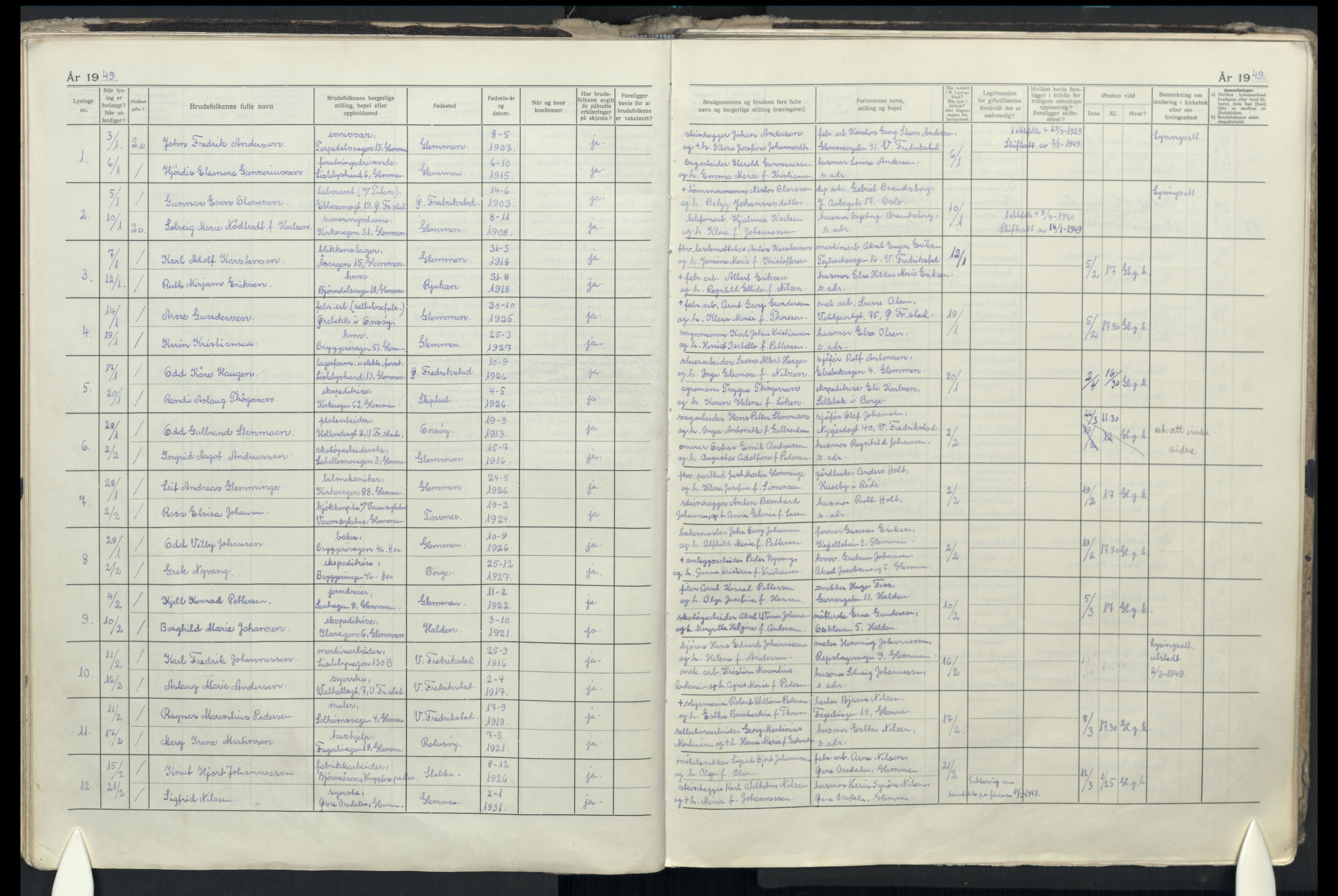 Glemmen prestekontor Kirkebøker, AV/SAO-A-10908/H/Ha/L0004: Banns register no. 4, 1942-1965