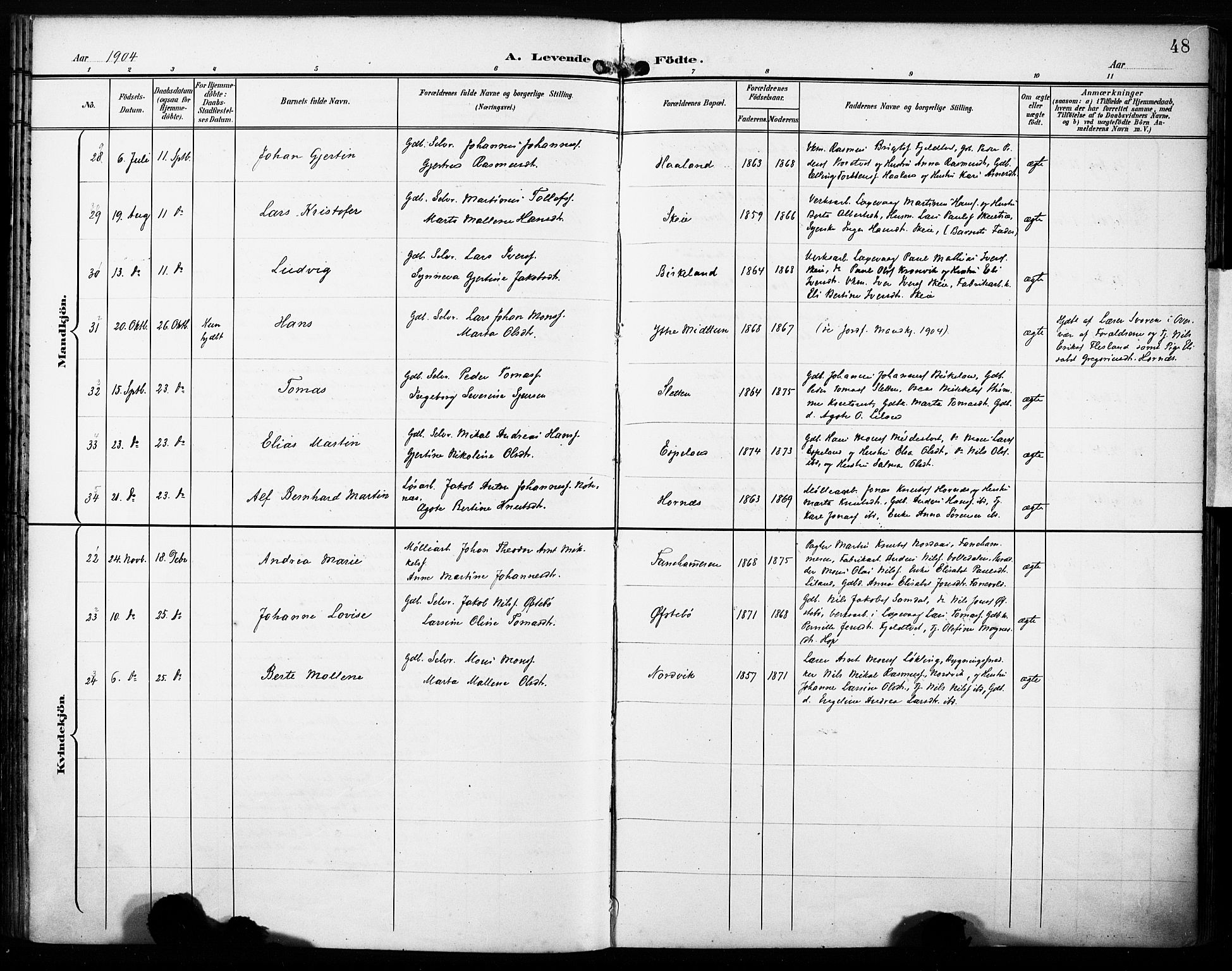 Fana Sokneprestembete, AV/SAB-A-75101/H/Haa/Haab/L0003: Parish register (official) no. B 3, 1898-1907, p. 48