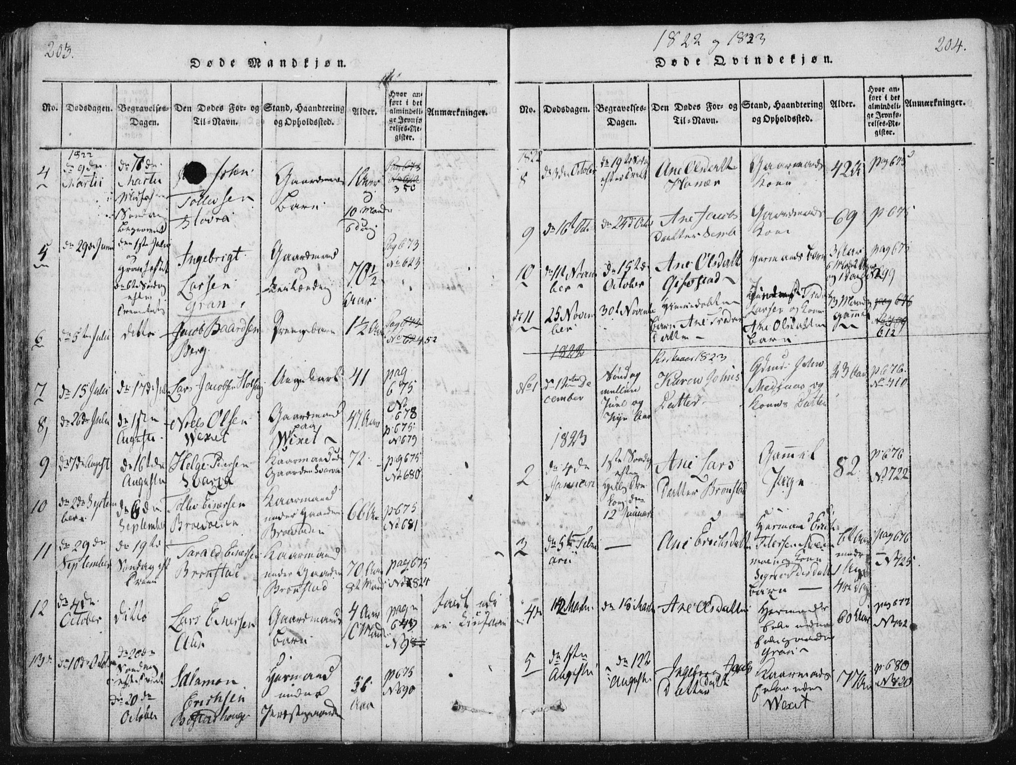 Ministerialprotokoller, klokkerbøker og fødselsregistre - Nord-Trøndelag, SAT/A-1458/749/L0469: Parish register (official) no. 749A03, 1817-1857, p. 203-204
