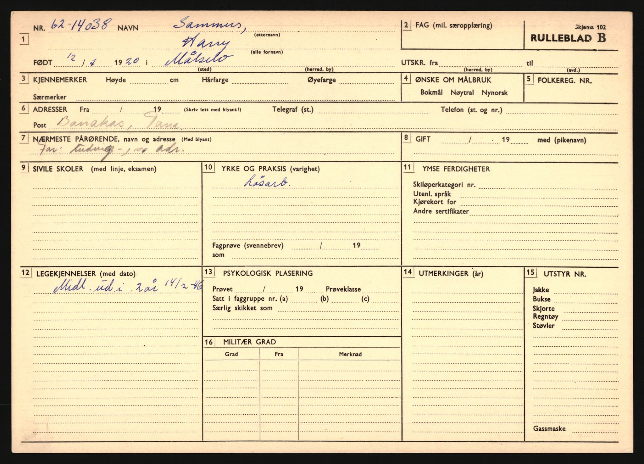 Forsvaret, Troms infanteriregiment nr. 16, AV/RA-RAFA-3146/P/Pa/L0024/0002: Rulleblad / Rulleblad for regimentets menige mannskaper, årsklasse 1941, 1941, p. 452