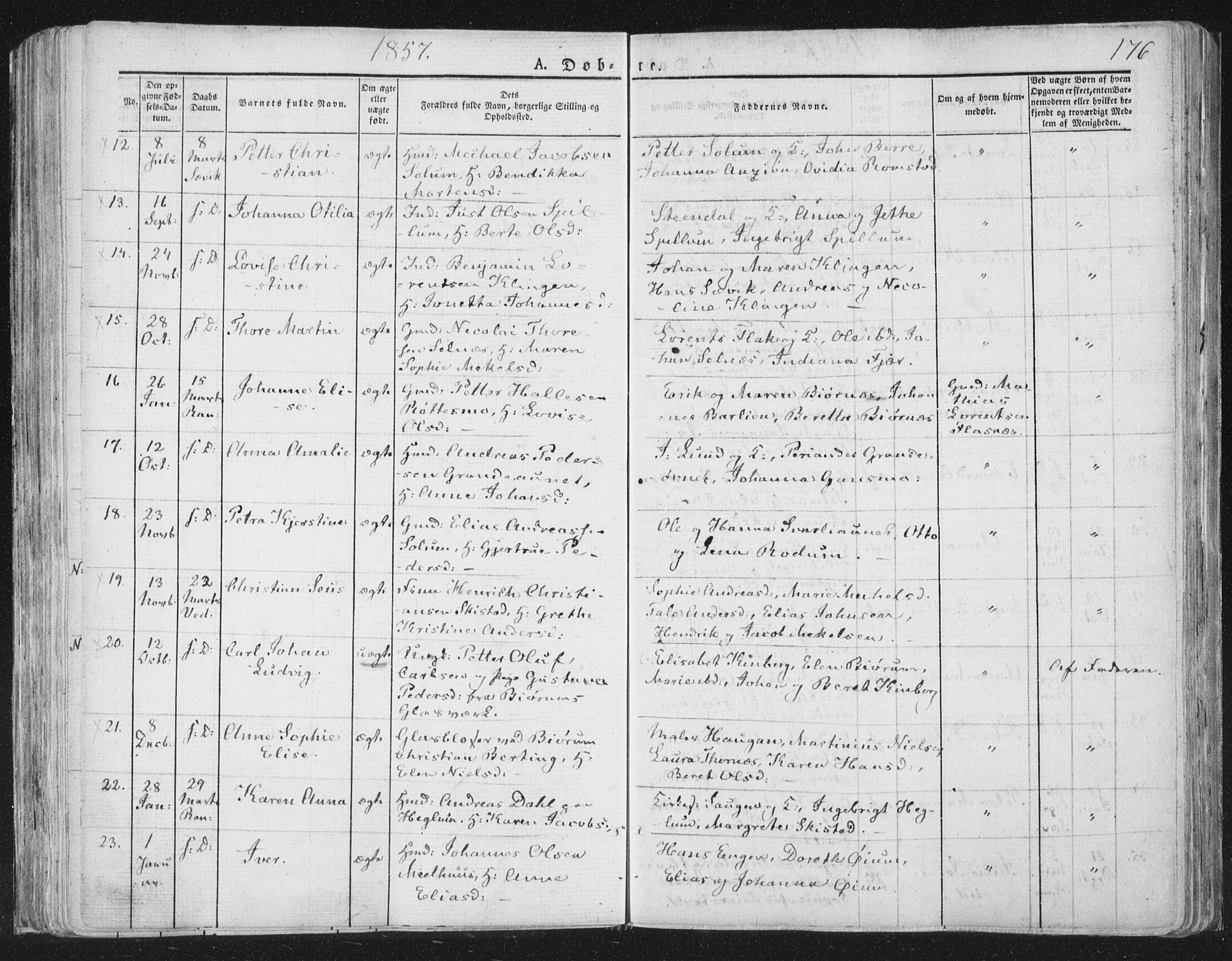 Ministerialprotokoller, klokkerbøker og fødselsregistre - Nord-Trøndelag, SAT/A-1458/764/L0551: Parish register (official) no. 764A07a, 1824-1864, p. 176