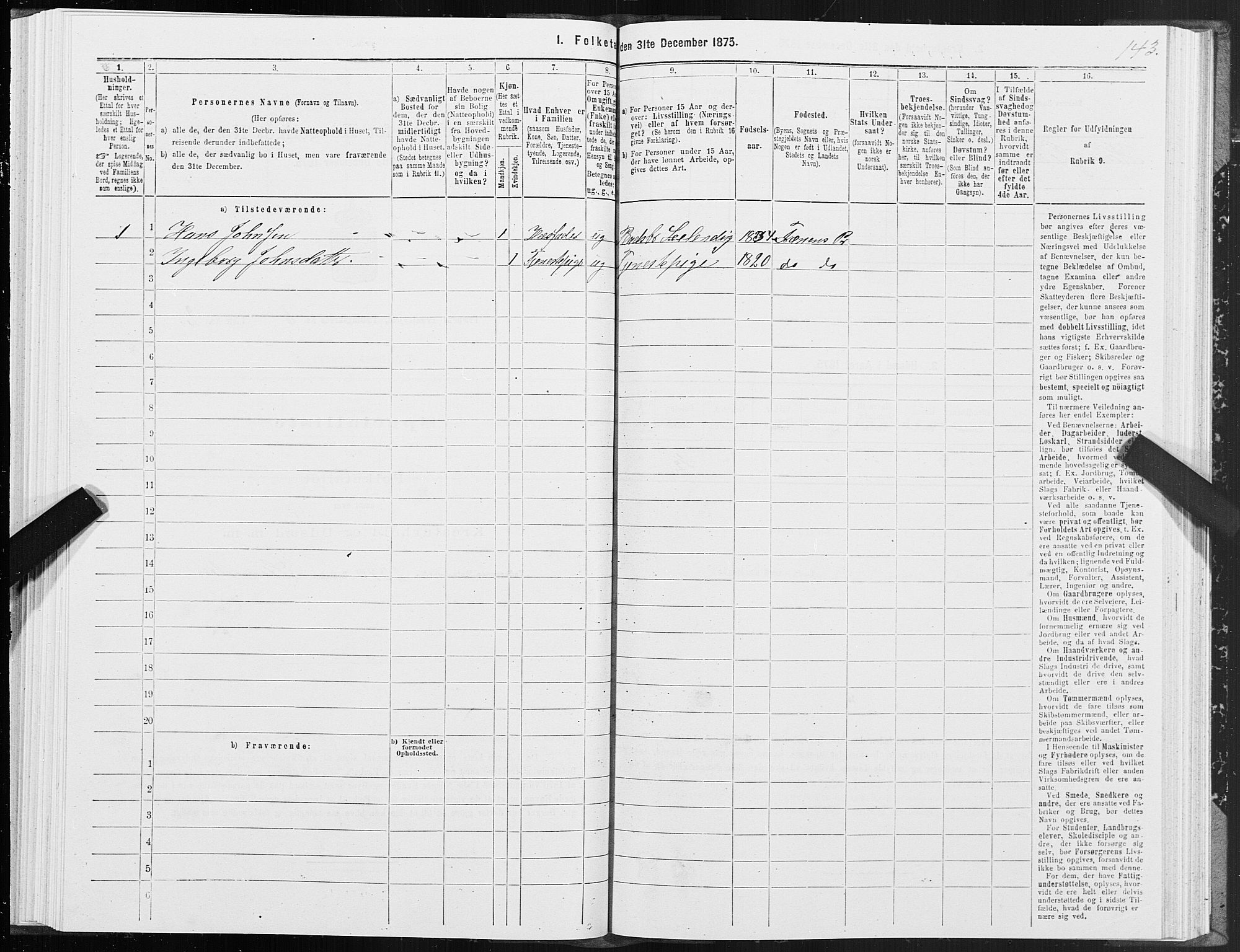 SAT, 1875 census for 1548P Fræna, 1875, p. 3143