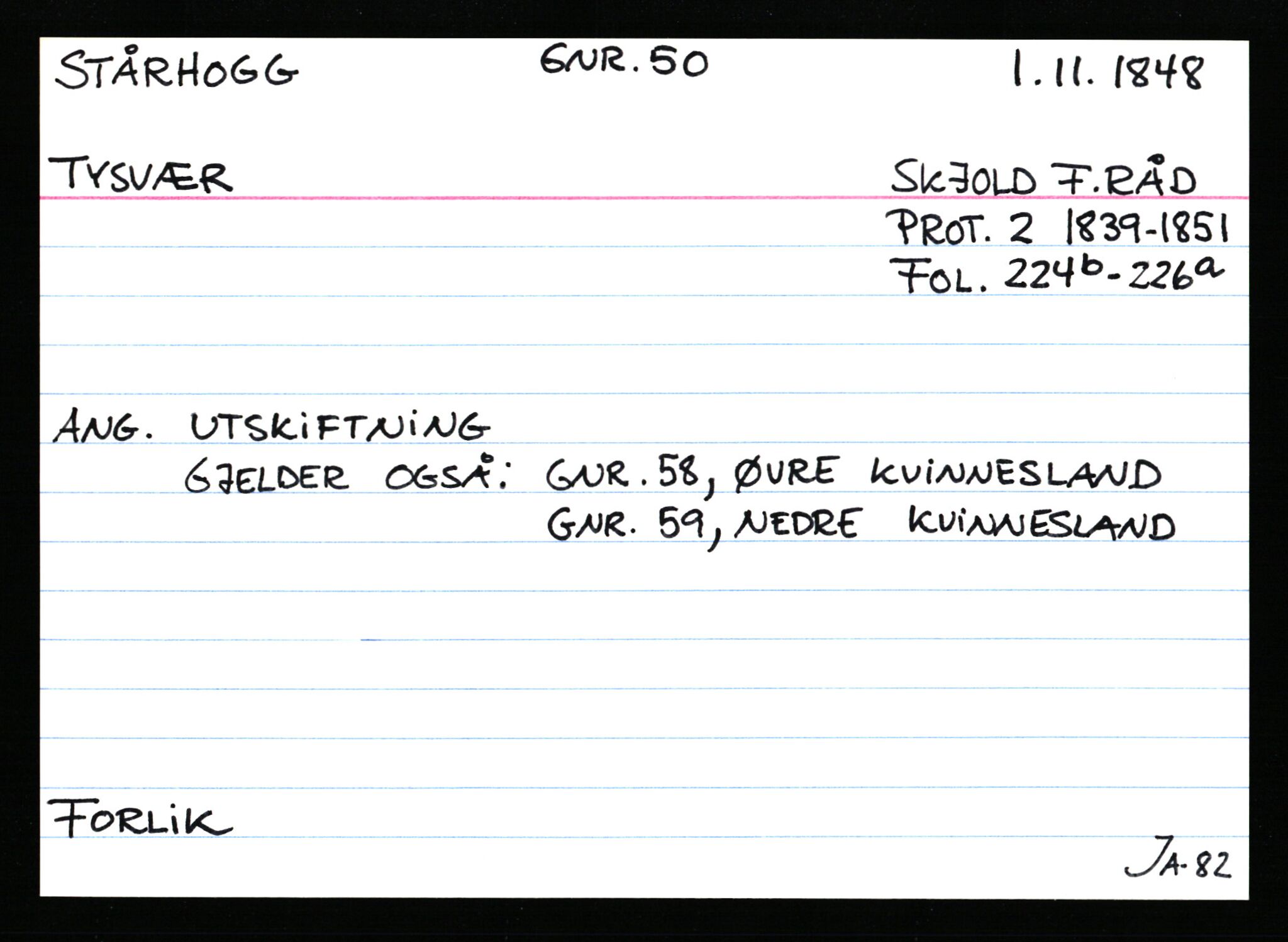 Statsarkivet i Stavanger, AV/SAST-A-101971/03/Y/Ym/L0056: Åstedskort sortert etter gårdsnavn: Stokkeland - Sund, 1600-1950, p. 612