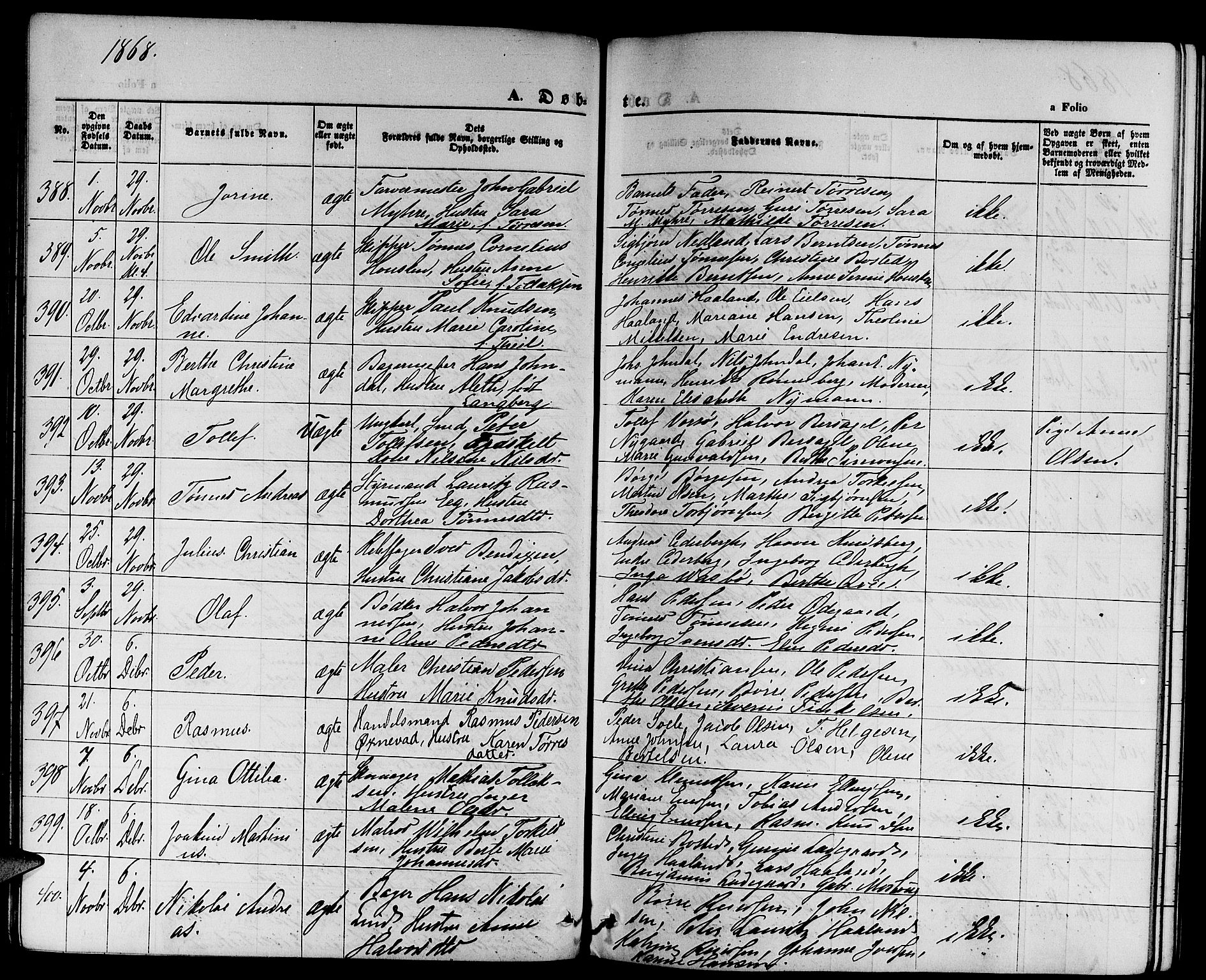 St. Petri sokneprestkontor, AV/SAST-A-101813/001/30/30BB/L0001: Parish register (copy) no. B 1, 1865-1878