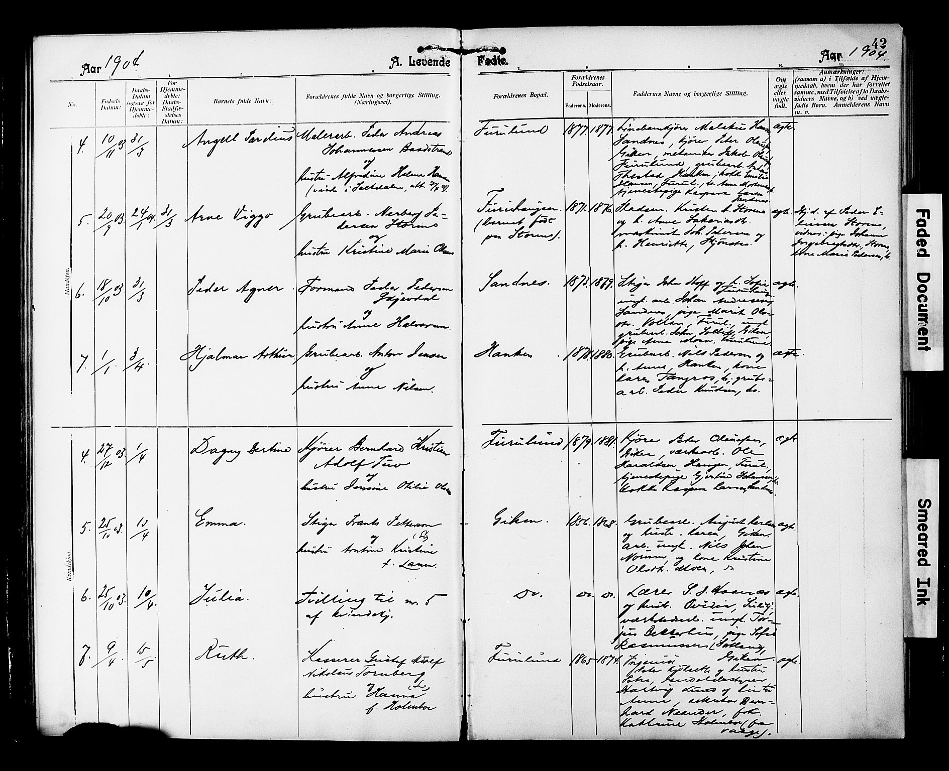 Ministerialprotokoller, klokkerbøker og fødselsregistre - Nordland, AV/SAT-A-1459/850/L0709: Parish register (official) no. 850A01, 1899-1909, p. 42