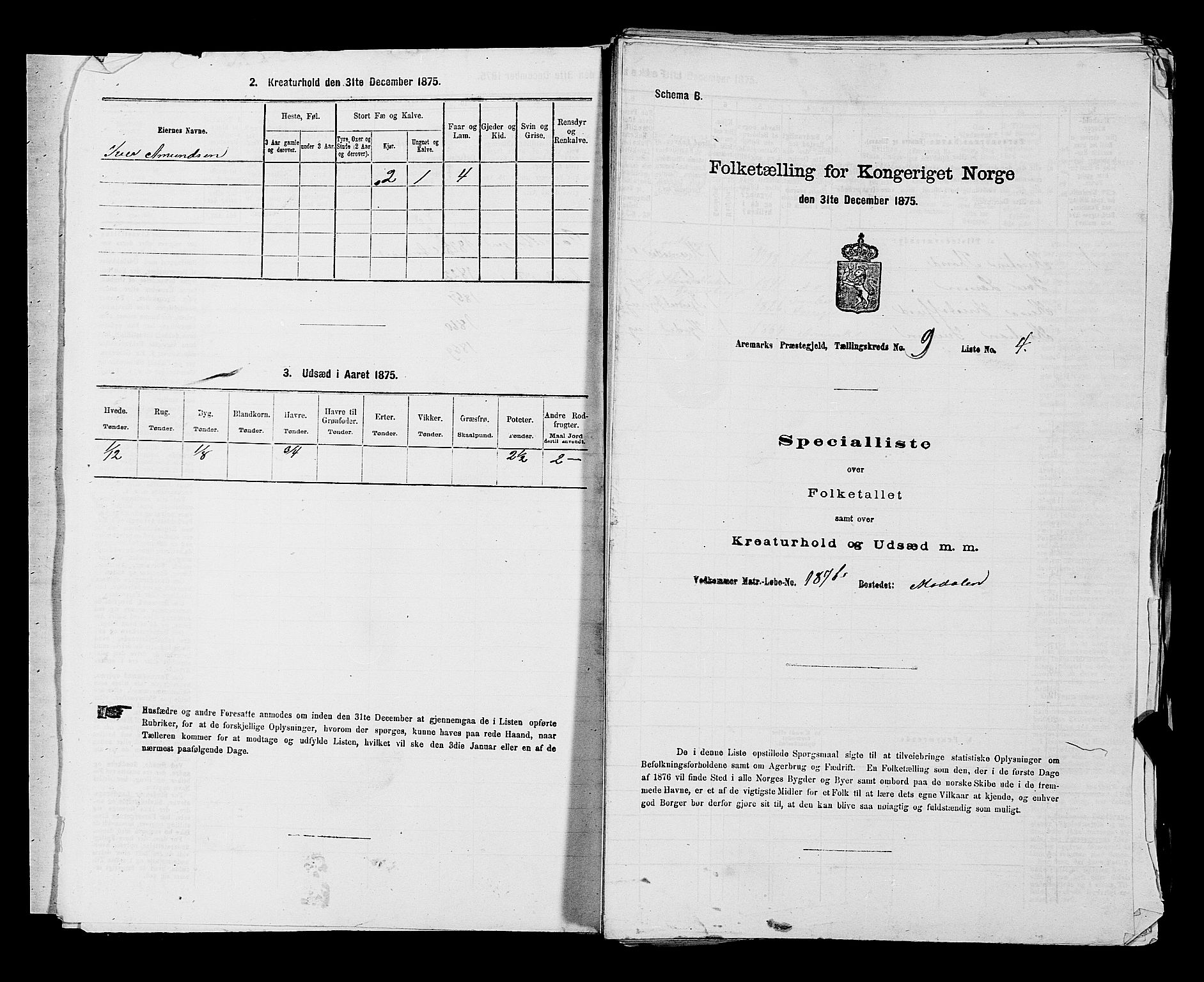 RA, 1875 census for 0118P Aremark, 1875, p. 1341