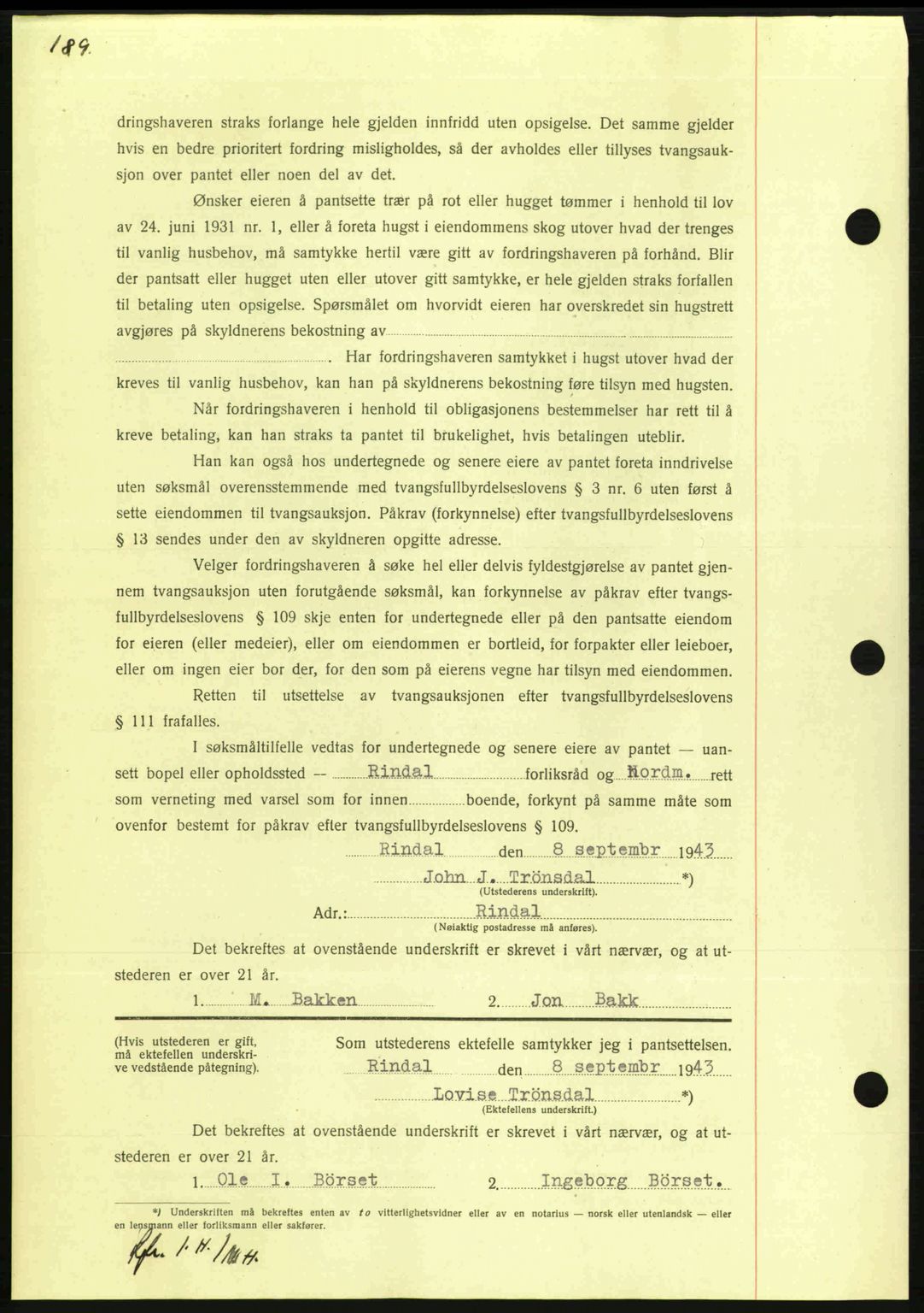 Nordmøre sorenskriveri, AV/SAT-A-4132/1/2/2Ca: Mortgage book no. B91, 1943-1944, Diary no: : 2062/1943