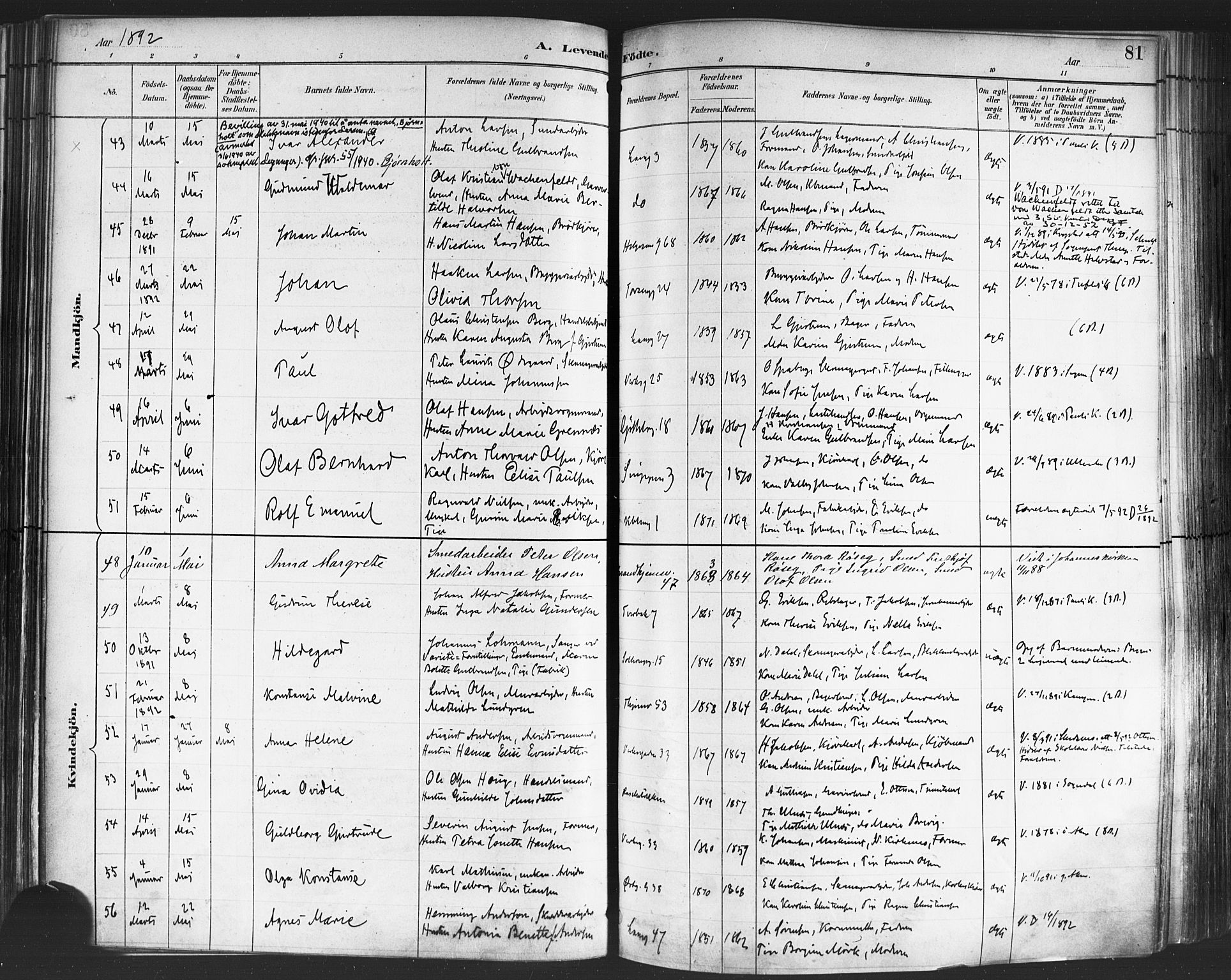Petrus prestekontor Kirkebøker, AV/SAO-A-10872/F/Fa/L0004: Parish register (official) no. 4, 1888-1898, p. 81
