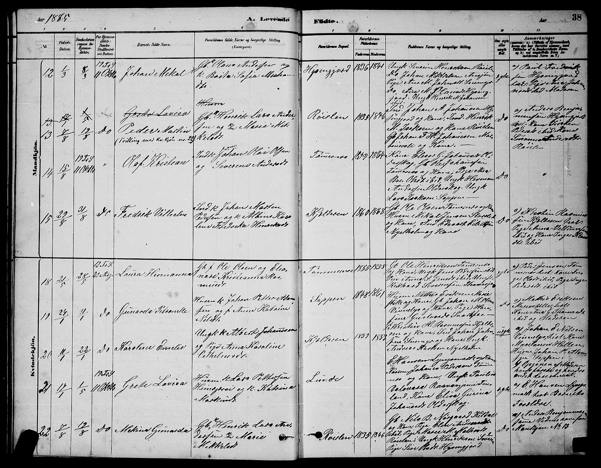 Skjervøy sokneprestkontor, AV/SATØ-S-1300/H/Ha/Hab/L0020klokker: Parish register (copy) no. 20, 1878-1892, p. 38