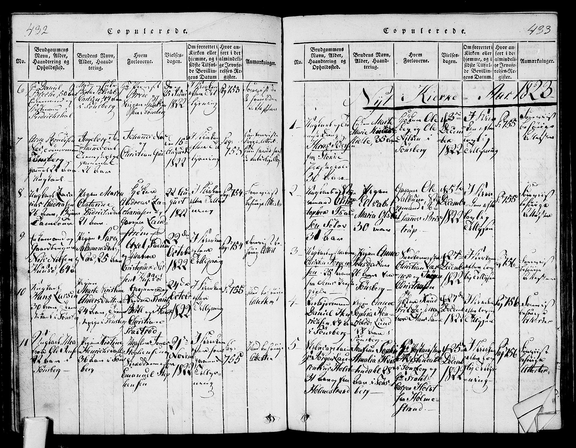 Tønsberg kirkebøker, AV/SAKO-A-330/F/Fa/L0004: Parish register (official) no. I 4, 1813-1826, p. 432-433