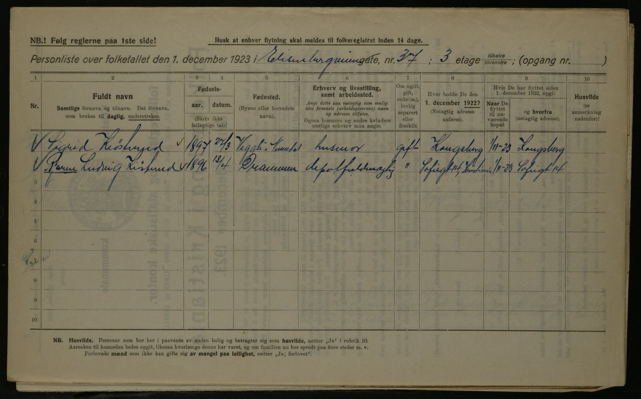 OBA, Municipal Census 1923 for Kristiania, 1923, p. 23210