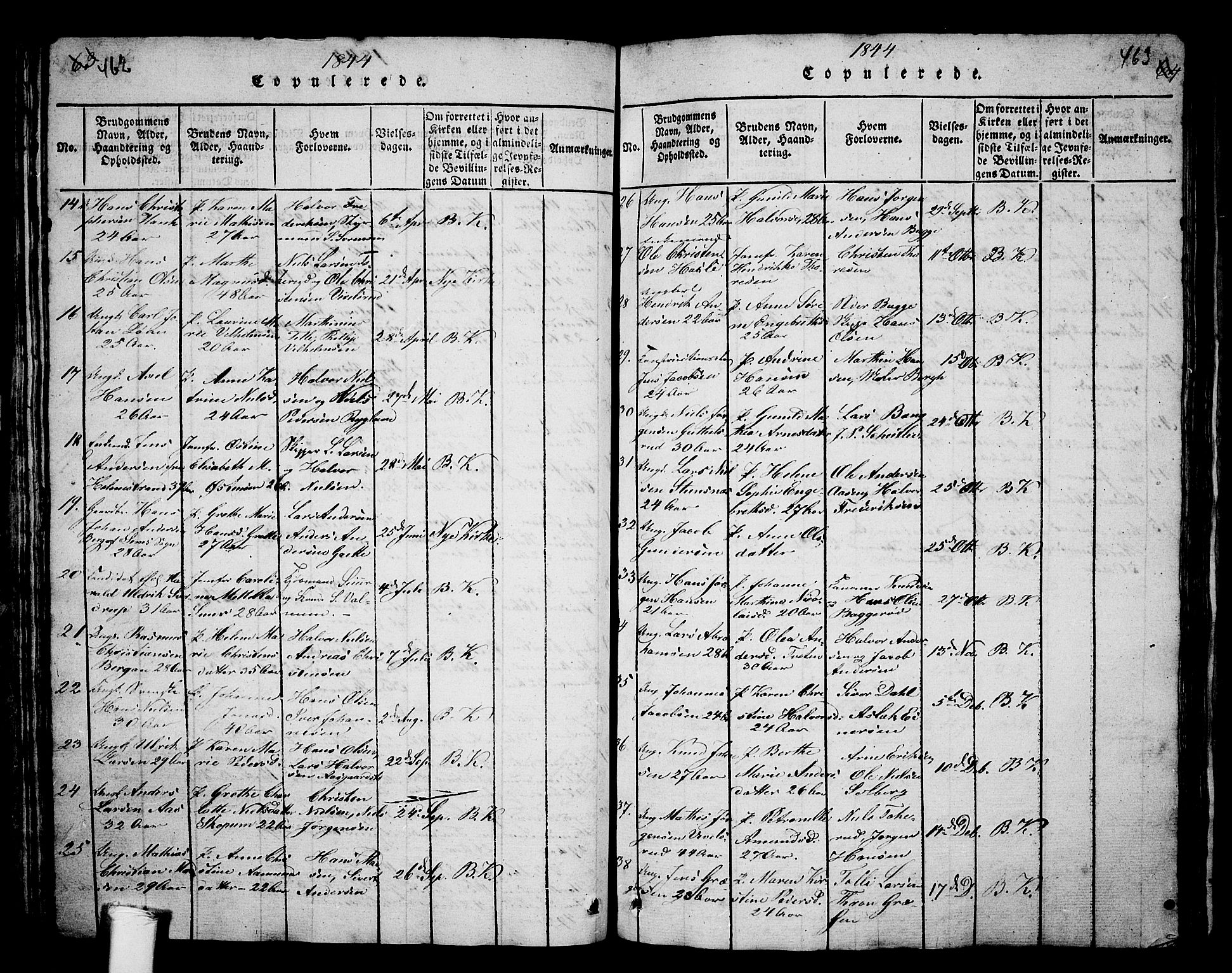 Borre kirkebøker, AV/SAKO-A-338/G/Ga/L0001: Parish register (copy) no. I 1, 1815-1851, p. 462-463