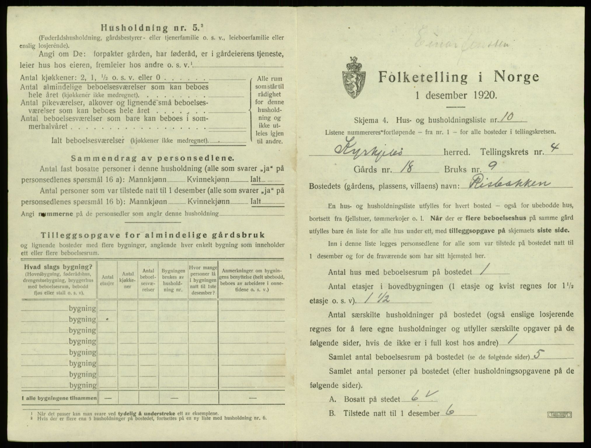 SAB, 1920 census for Kyrkjebø, 1920, p. 172