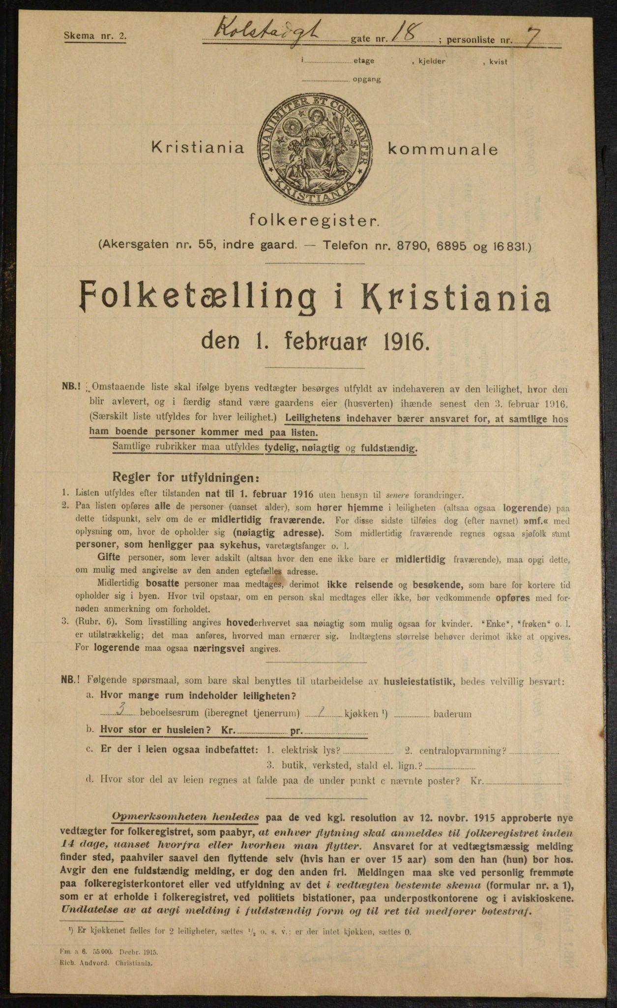 OBA, Municipal Census 1916 for Kristiania, 1916, p. 53556