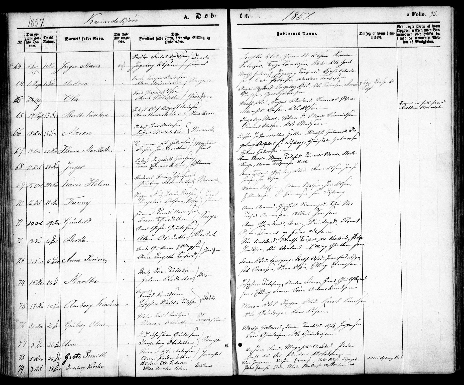 Holt sokneprestkontor, AV/SAK-1111-0021/F/Fa/L0008: Parish register (official) no. A 8, 1849-1860, p. 95