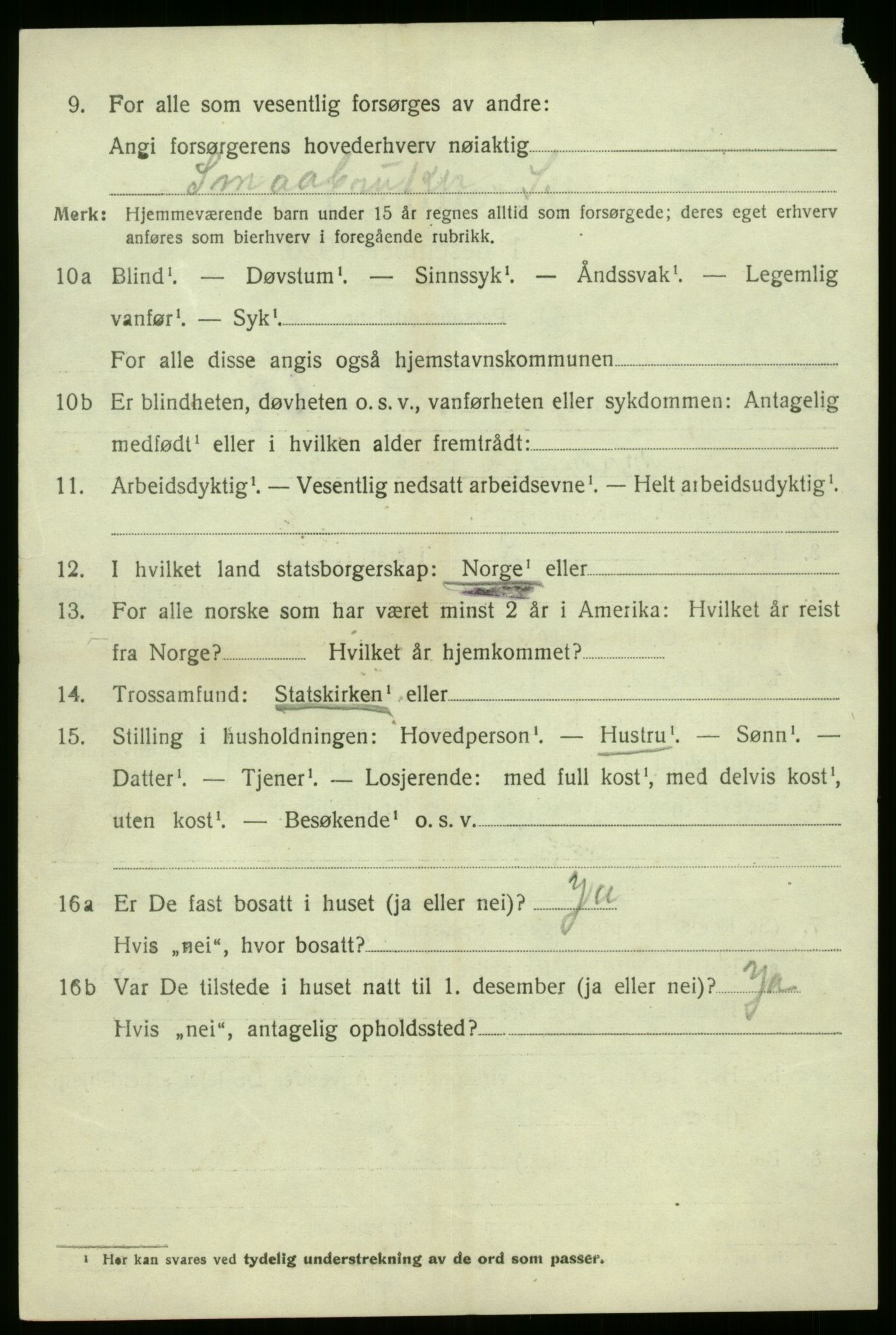 SAB, 1920 census for Kinn, 1920, p. 8164