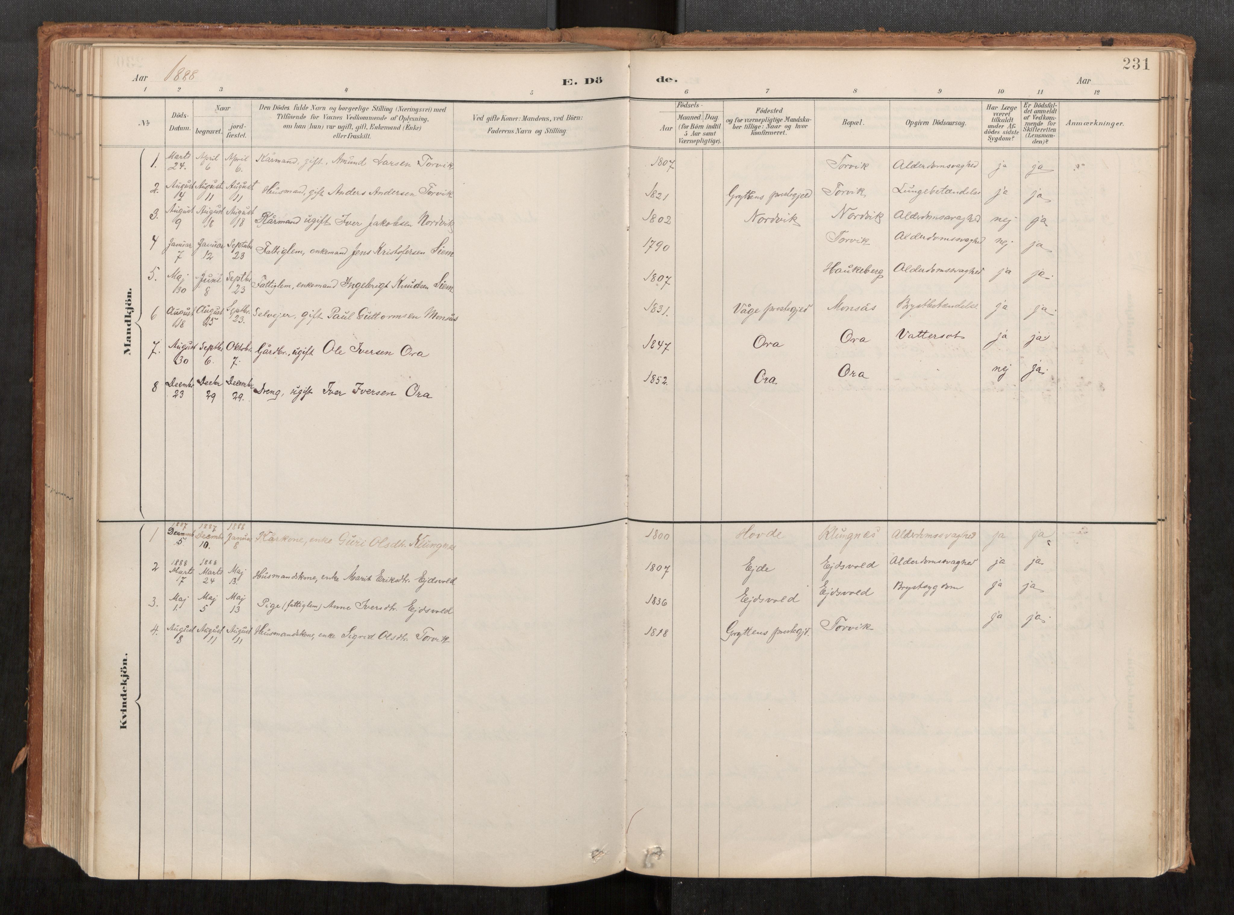 Ministerialprotokoller, klokkerbøker og fødselsregistre - Møre og Romsdal, AV/SAT-A-1454/542/L0553: Parish register (official) no. 542A03, 1885-1925, p. 231