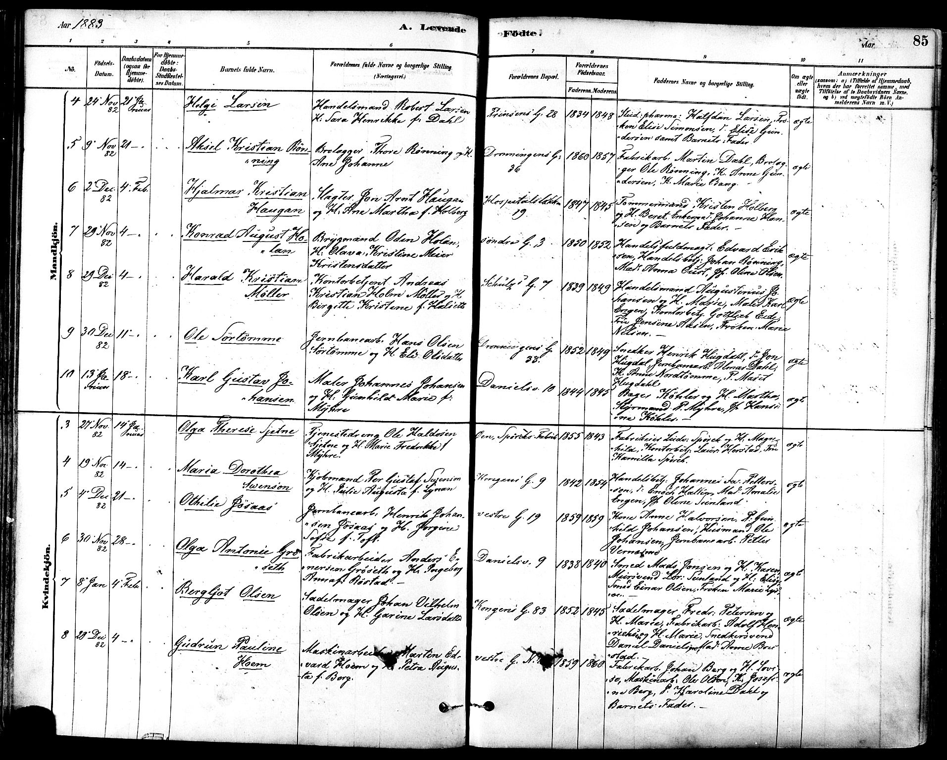 Ministerialprotokoller, klokkerbøker og fødselsregistre - Sør-Trøndelag, SAT/A-1456/601/L0057: Parish register (official) no. 601A25, 1877-1891, p. 85