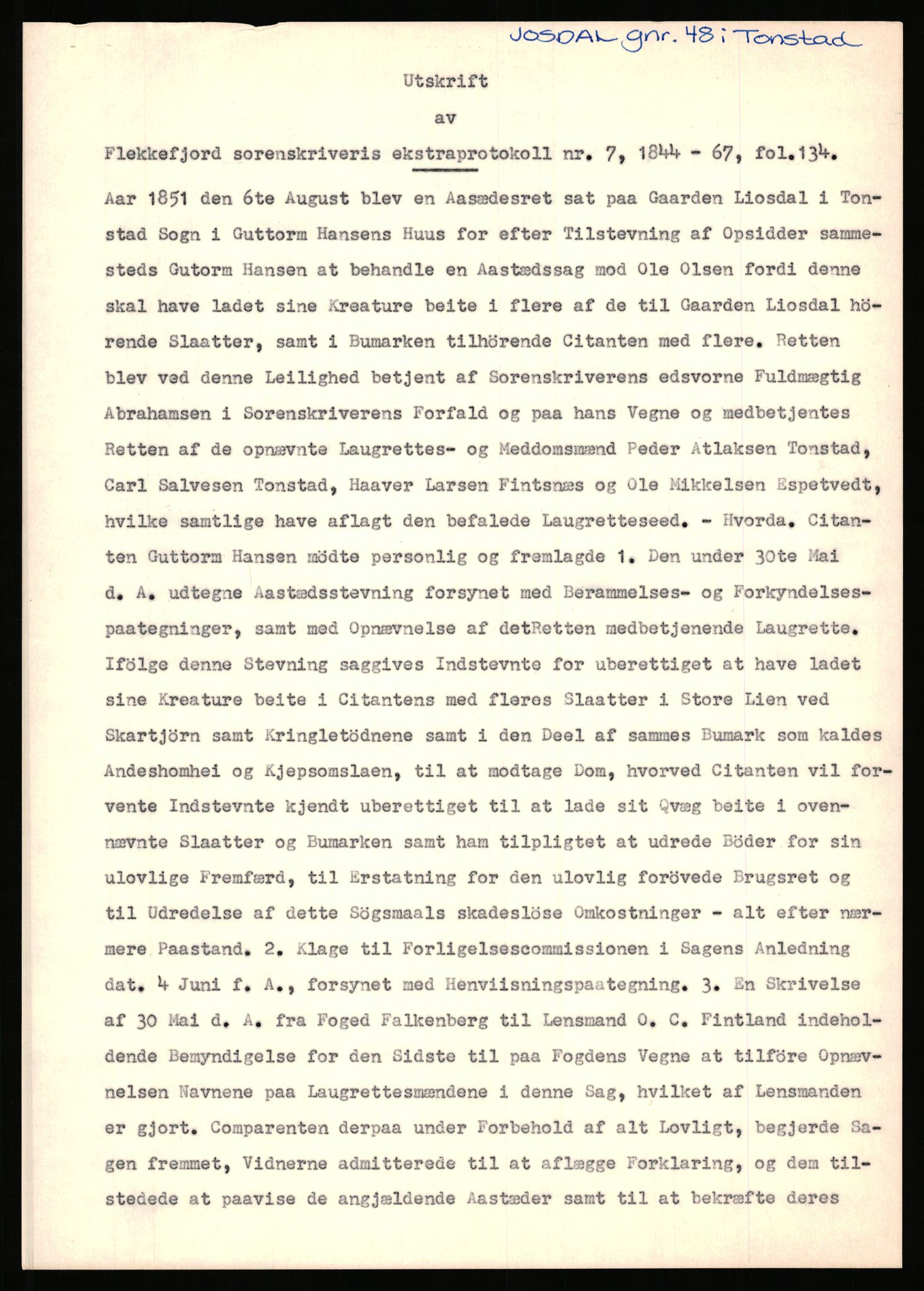 Statsarkivet i Stavanger, SAST/A-101971/03/Y/Yj/L0103: Avskrifter fra Vest-Agder sortert etter gårdsnavn: Bjunes - Kulien, 1750-1930, p. 391