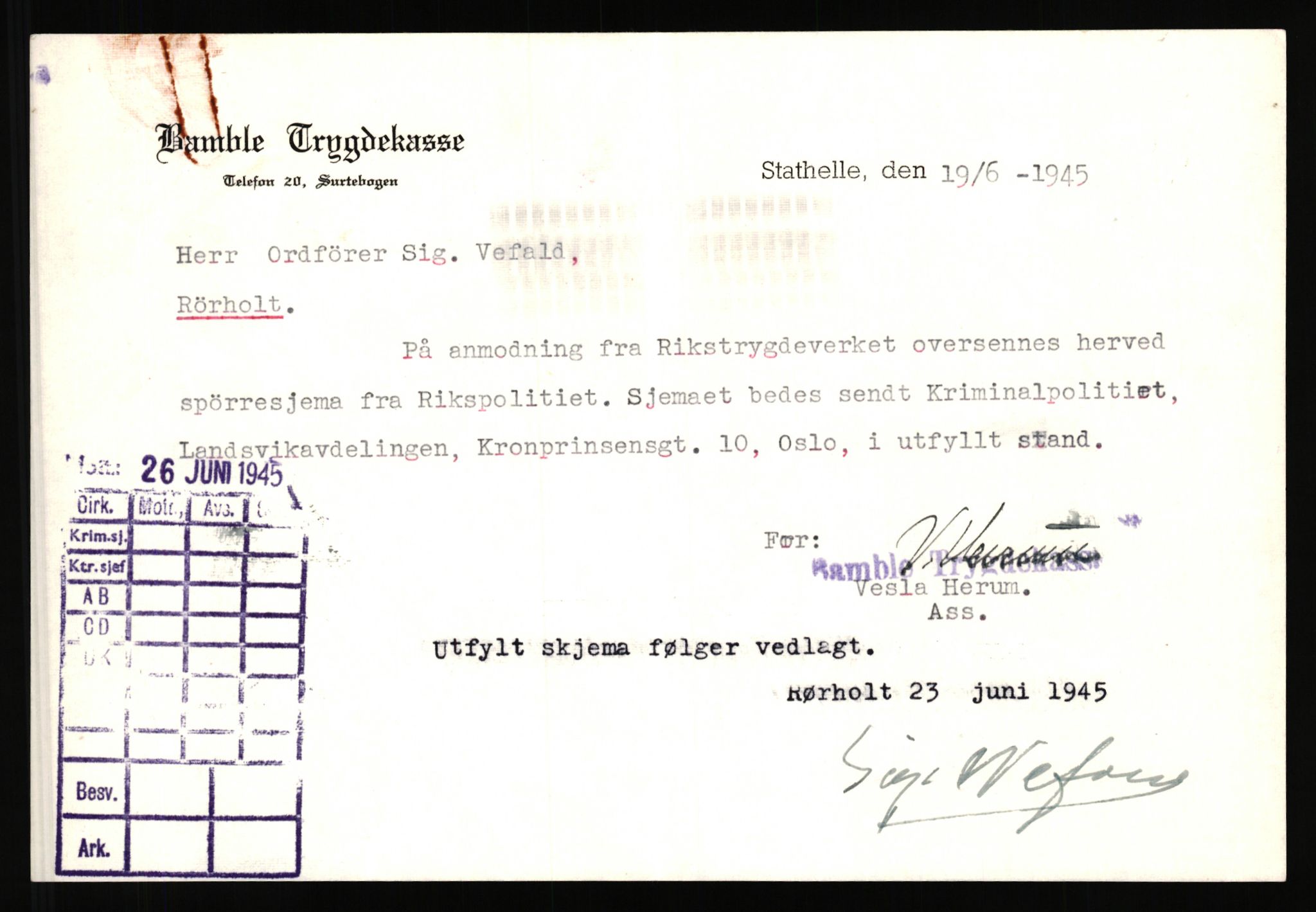 Rikspolitisjefen, AV/RA-S-1560/L/L0017: Tidemann, Hermann G. - Veum, Tjostolv, 1940-1945, p. 1018