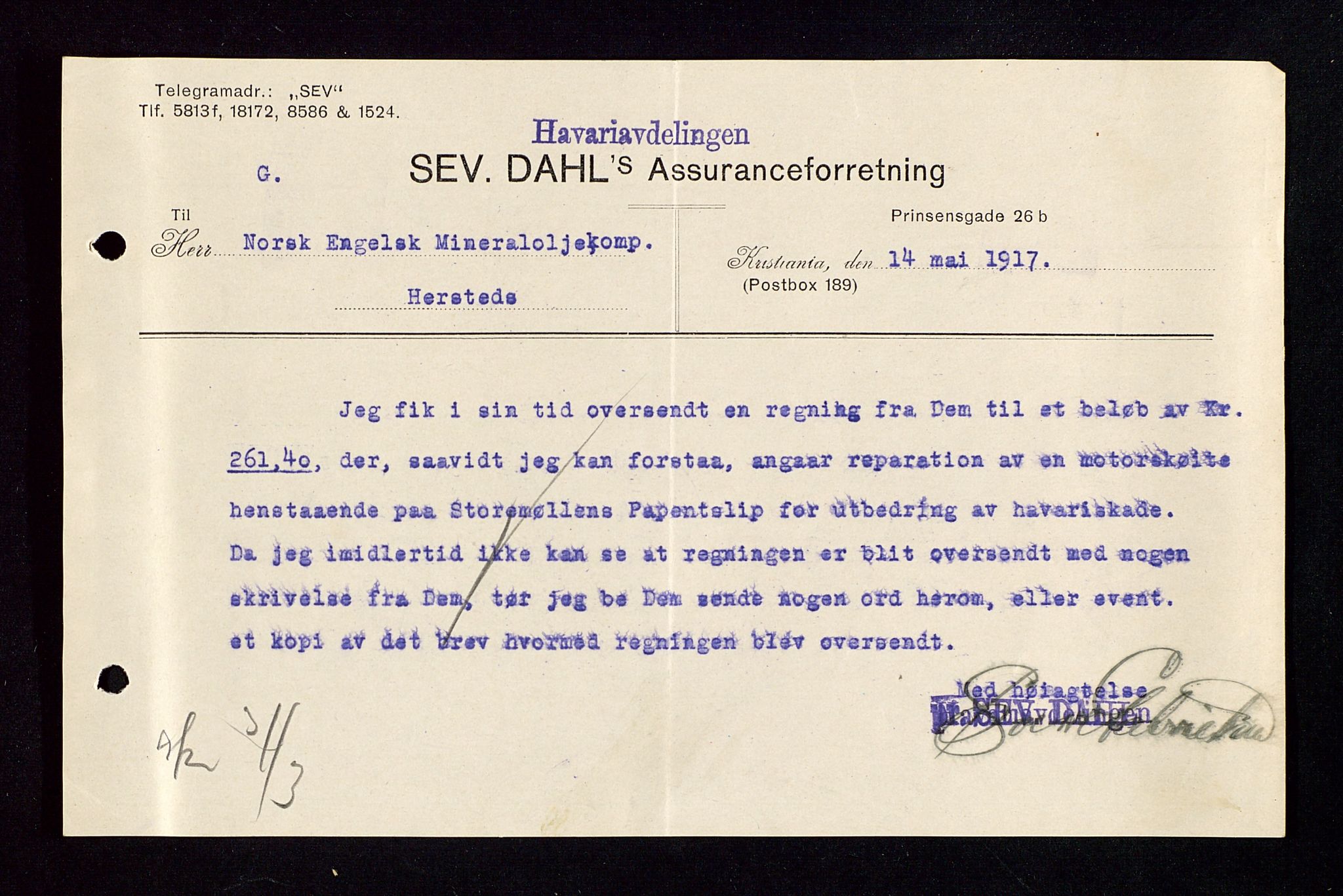 Pa 1521 - A/S Norske Shell, SAST/A-101915/E/Ea/Eaa/L0002: Sjefskorrespondanse, 1917-1918, p. 224